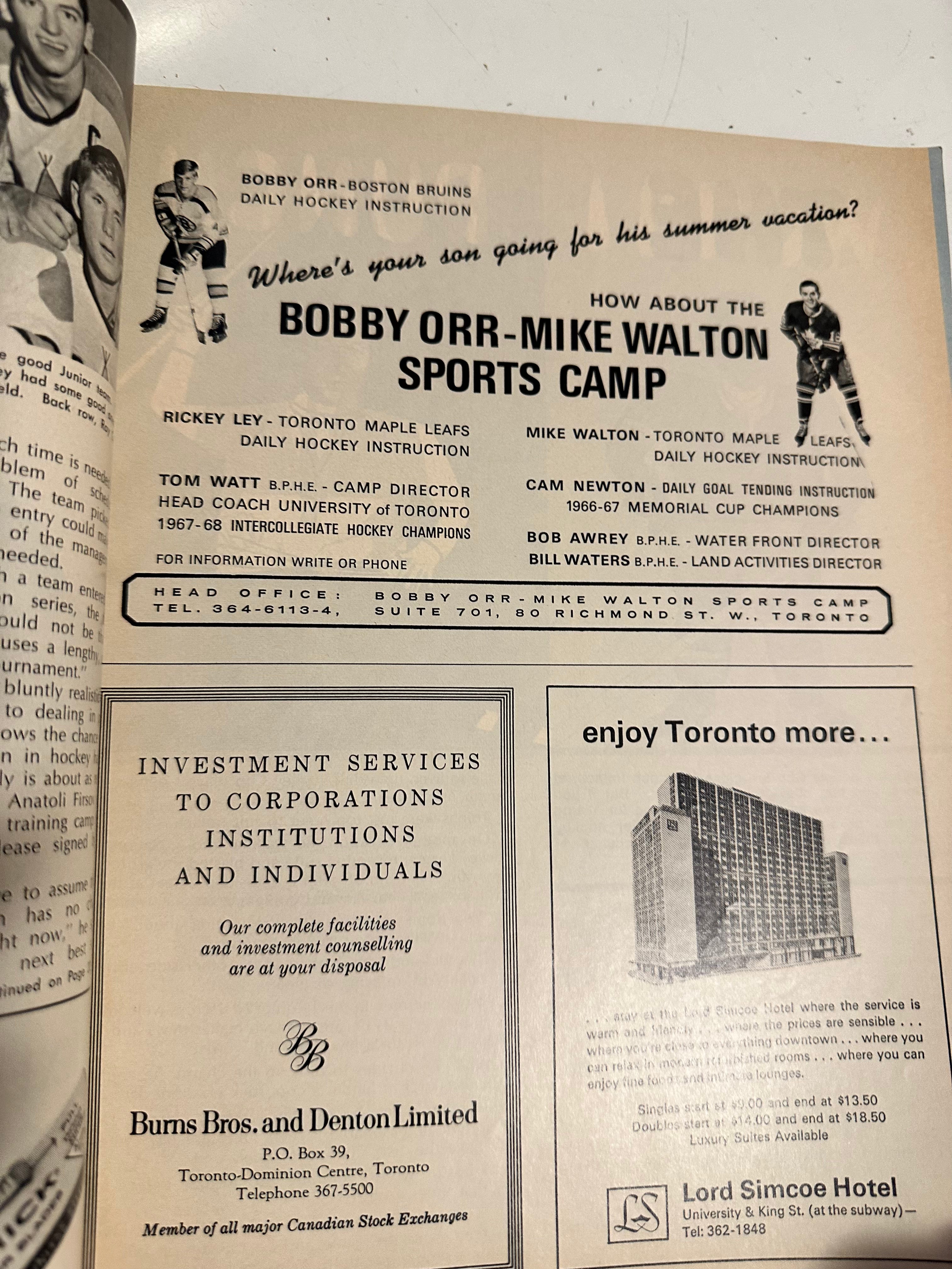 Vintage 1968/69 Toronto Maple Leafs Hockey Game Program - Collectible NHL Memorabilia for Sports Fans & Hockey History Enthusiasts - Perfect for Display, Gifts, and Sports Memorabilia Collections