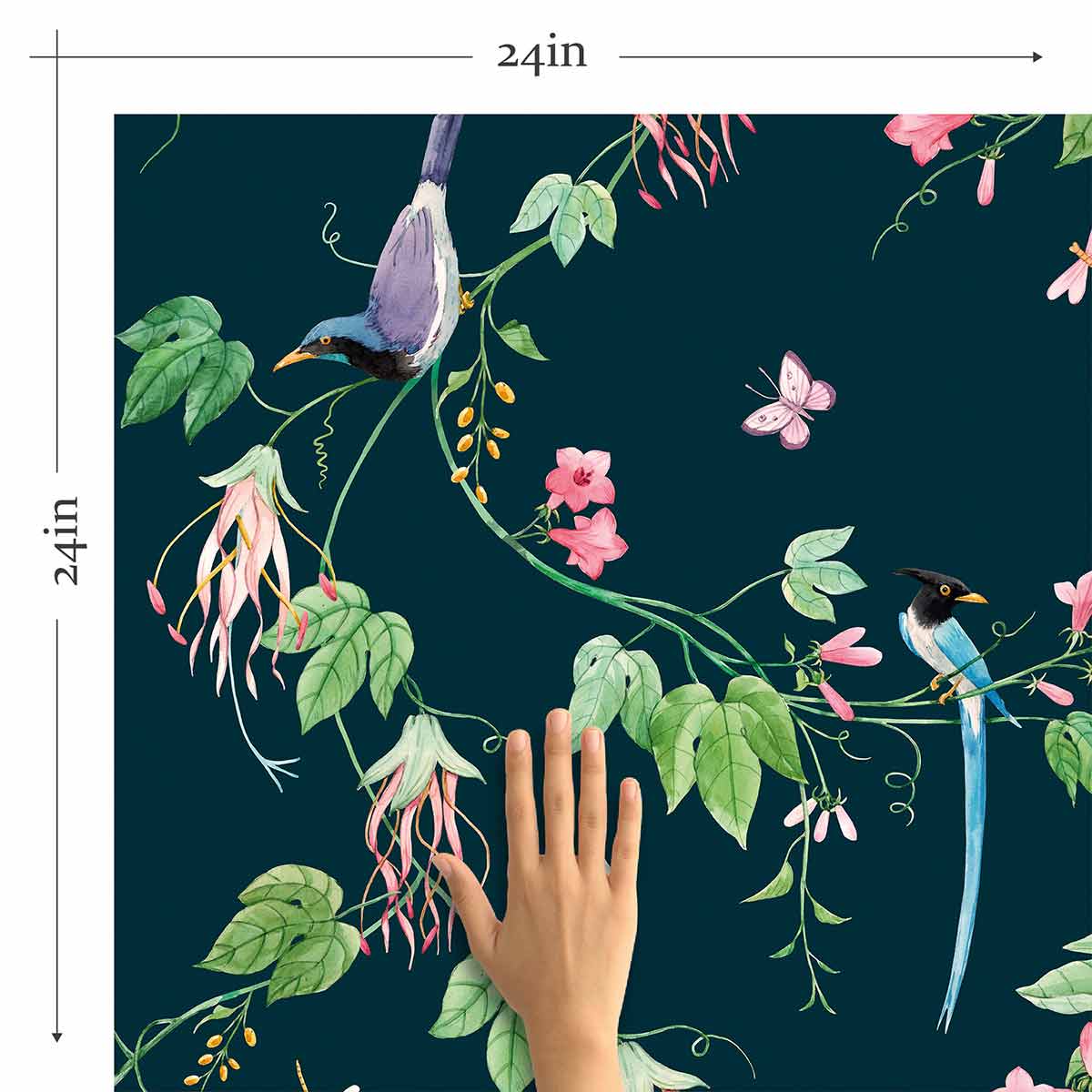 Green Flower Peel and Stick Removable Wallpaper 4130 - Self-Adhesive Decorative Wall Covering for Home, Office & Nursery Decor | Easy DIY Installation