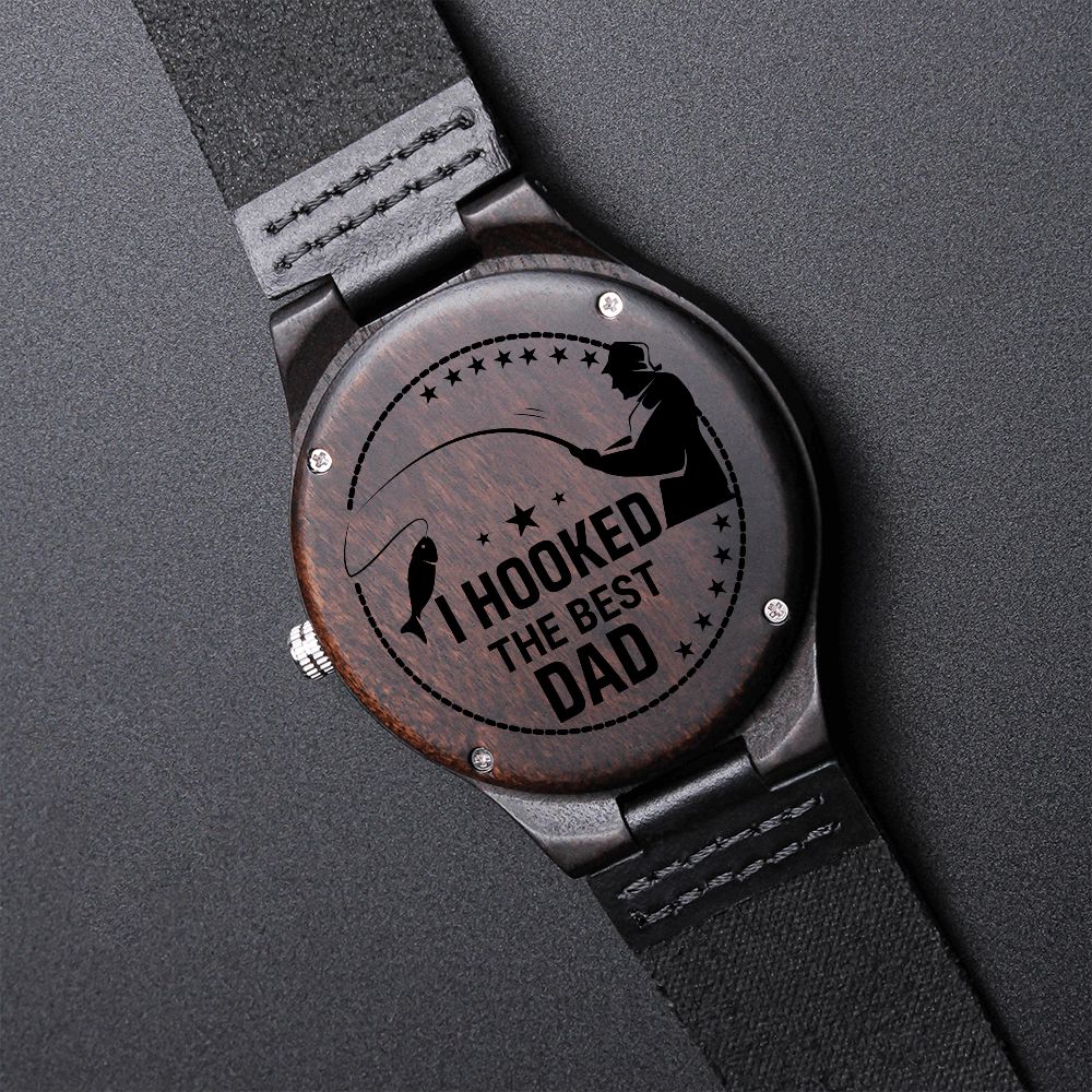 Best Wooden Fishing Watch for Dad - Unique Father's Day & Christmas Gift - Perfect for Anglers & Outdoor Enthusiasts