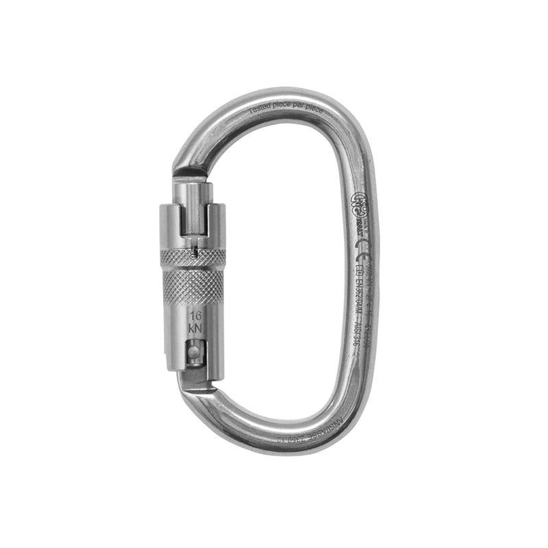 ANSI/NFPA Certified Stainless Steel 3-Stage Autoblock Carabiner - 27kN Strength for Climbing, Rescue & Industrial Safety | Heavy-Duty Oval Kong Ovalone