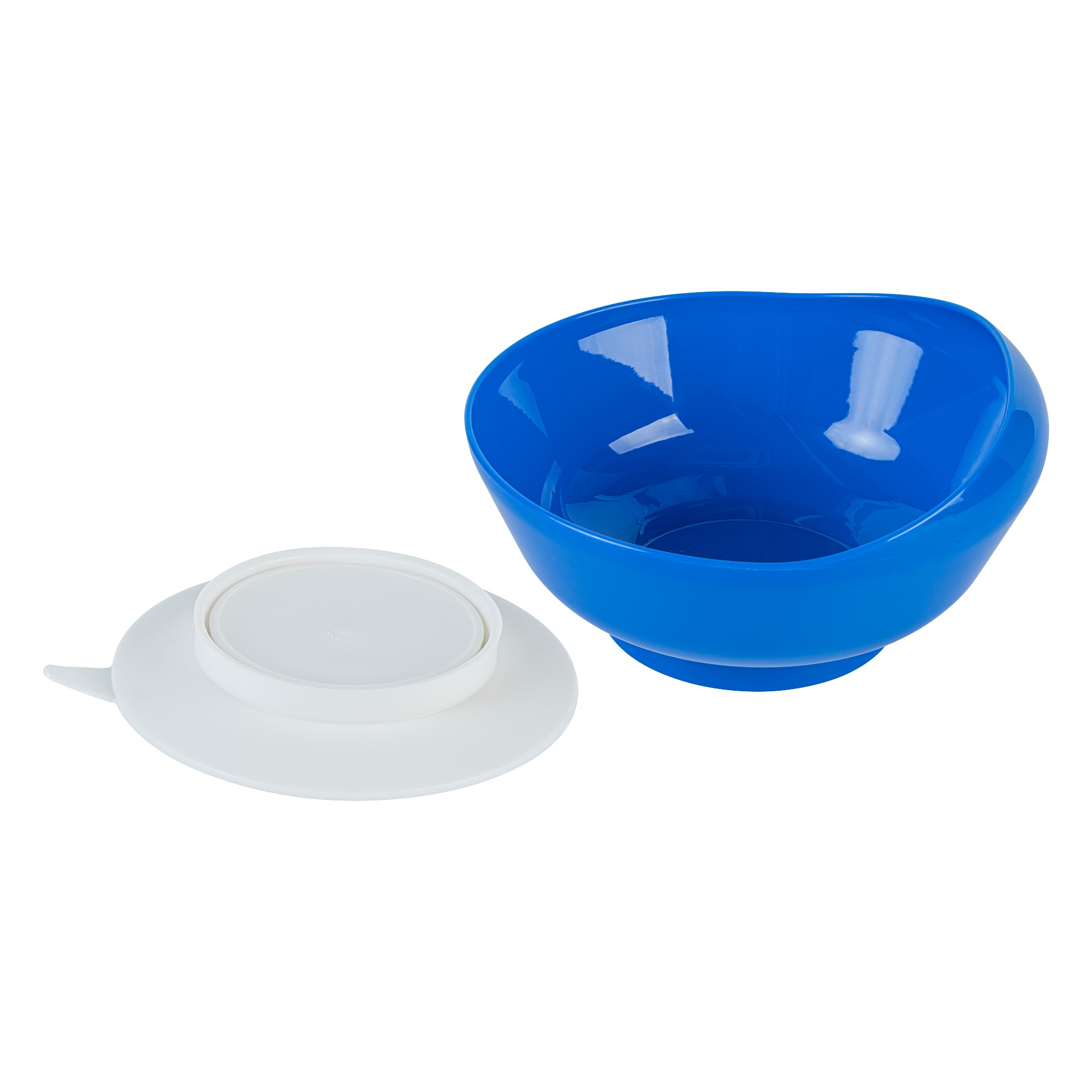 Adapt Tek 19 oz Round Blue Plastic Scoop Bowl with Spillproof Design & Suction Base - 5.75