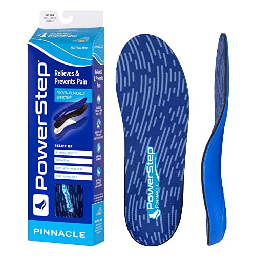 PowerStep Pinnacle Orthotic Insoles - Plantar Fasciitis & Heel Pain Relief with Arch Support for Men & Women - Perfect for Running, Walking & Everyday Comfort