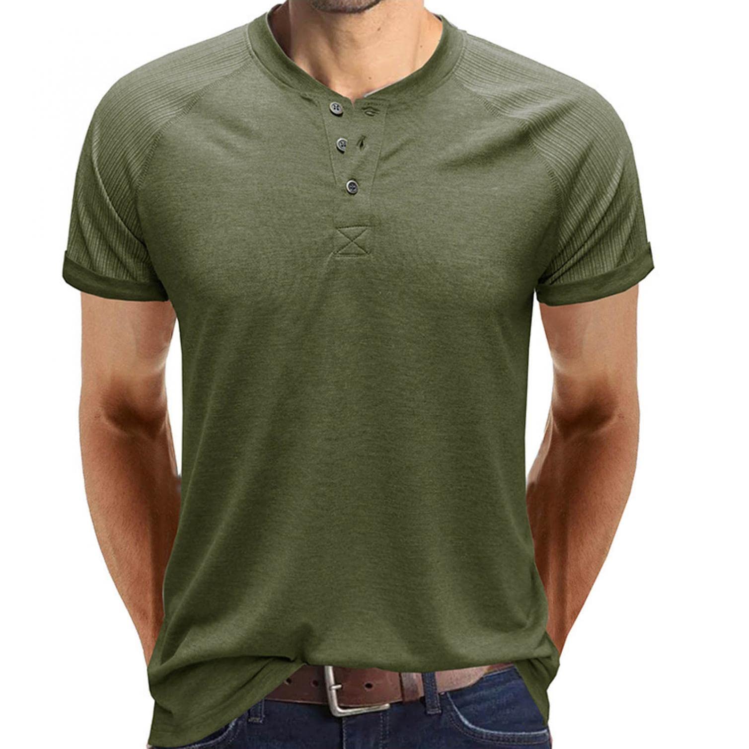 Men's Short Sleeve Henley T-Shirts with Button Placket - Comfortable Plain Summer Tees for Casual Wear | Perfect for Outdoor Activities, Beach Vacations & Everyday Outfits