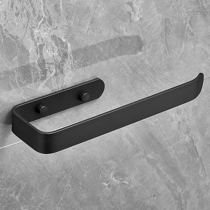Viewlite Space Towel Holder - Wall Mounted Bathroom Towel Hanger with Strong Adhesive, Rustproof Stainless Steel (Black) - Perfect for Small Bathrooms, Kitchens, RVs & Dorm Rooms