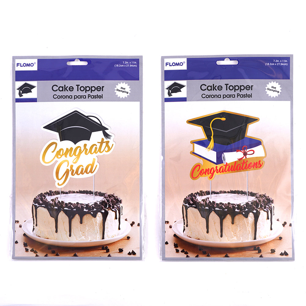 11 Graduation Cake Toppers with Hot Stamping - 2 Assortments for Graduation Party Decorations & Celebration Cakes