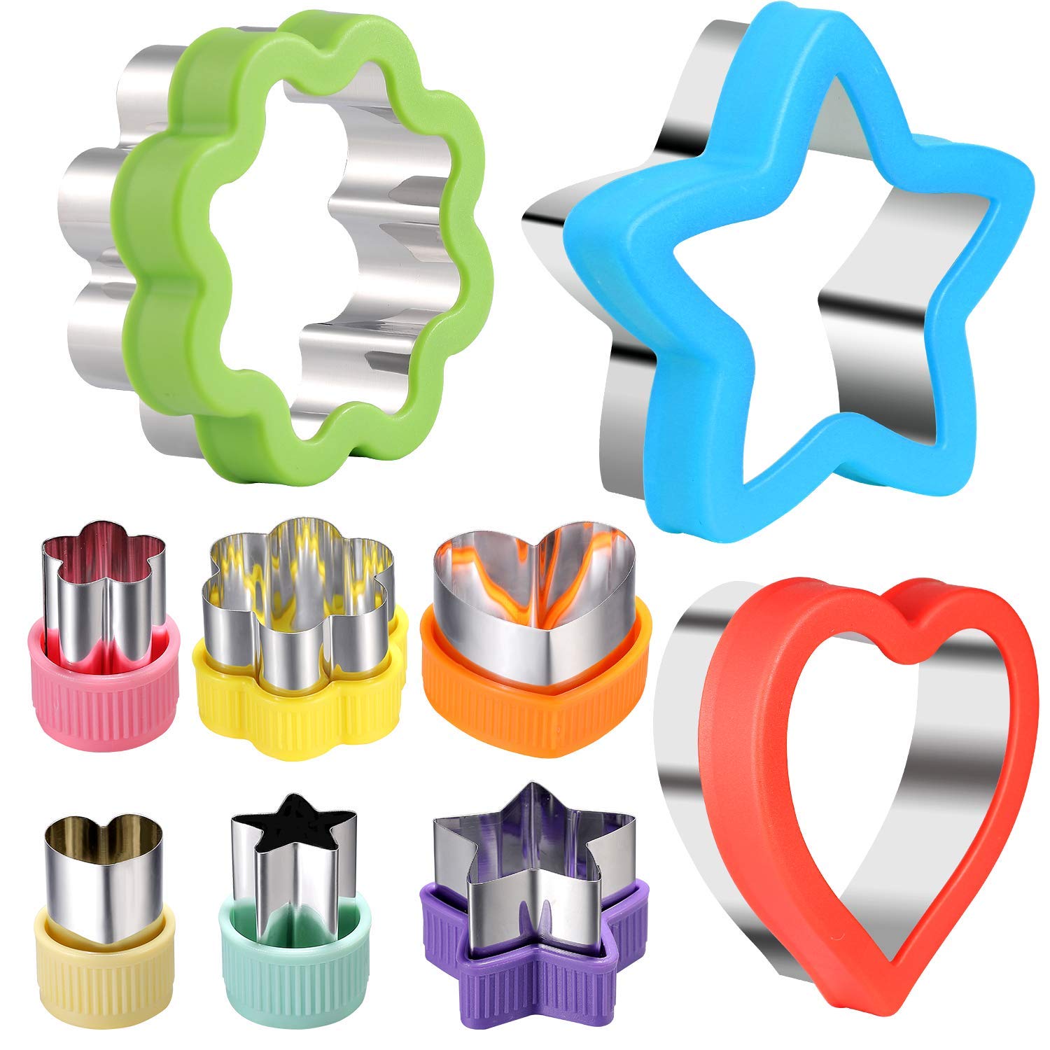 Premium Stainless Steel Cookie Cutters Set - 12-Piece Assorted Shapes & Sizes for Baking Fruits, Hearts, Stars | Perfect for Christmas Cookies, Cake Decorating, DIY Pastry Making & Kids Baking Activities