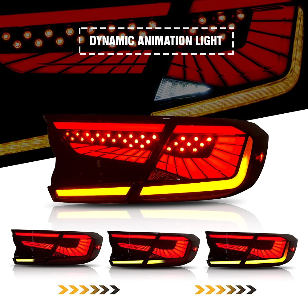 Smoke Starry Sky LED Sequential Tail Lights for Honda Accord 2018-2022 | 10th Gen LX/Sport/EX/EX-L/Touring & Hybrid Models | Custom Animation Rear Lights Replacement | Perfect for Night Driving & Car Customization