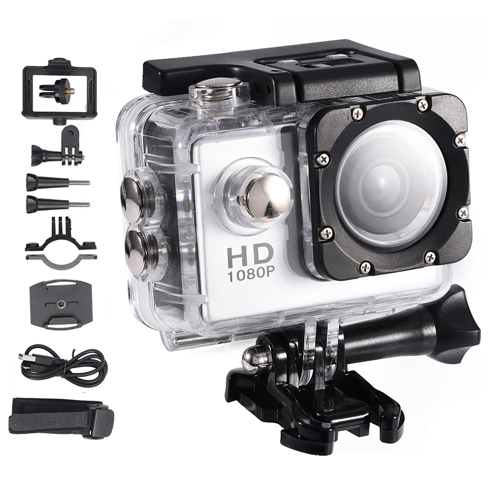 FOSA 1080P HD Waterproof Action Camera - 30M Underwater Sports Camera with 90° Wide Angle Lens, Rechargeable Battery & Protective Case - Perfect for Diving, Surfing, Skiing & Outdoor Adventures