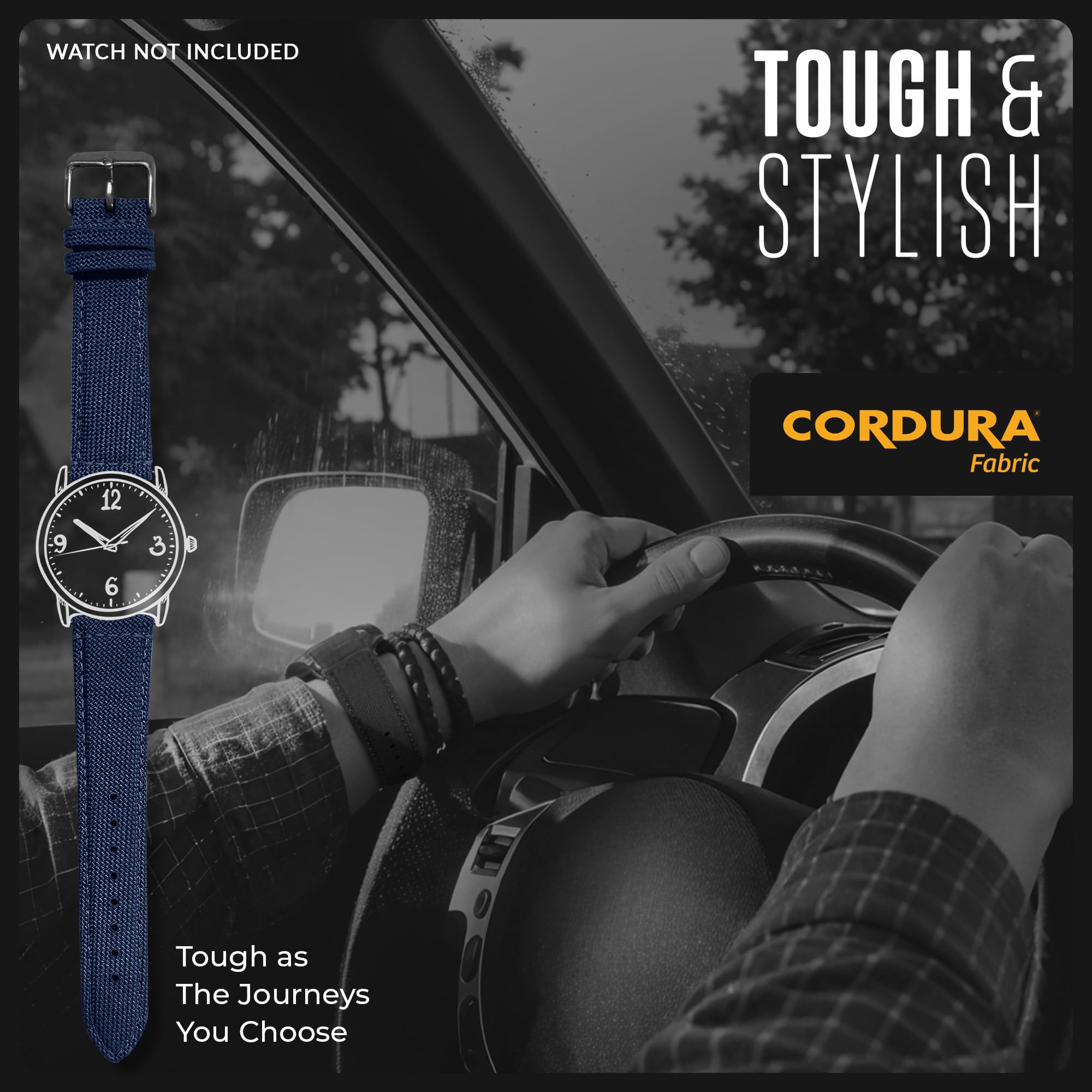 Durable Alpine Cordura Fabric Watch Band with Quick Release - Water Resistant Leather Lining Strap for Men & Women - Compatible with Regular & Smart Watches - Perfect for Outdoor Activities, Workouts, and Daily Wear