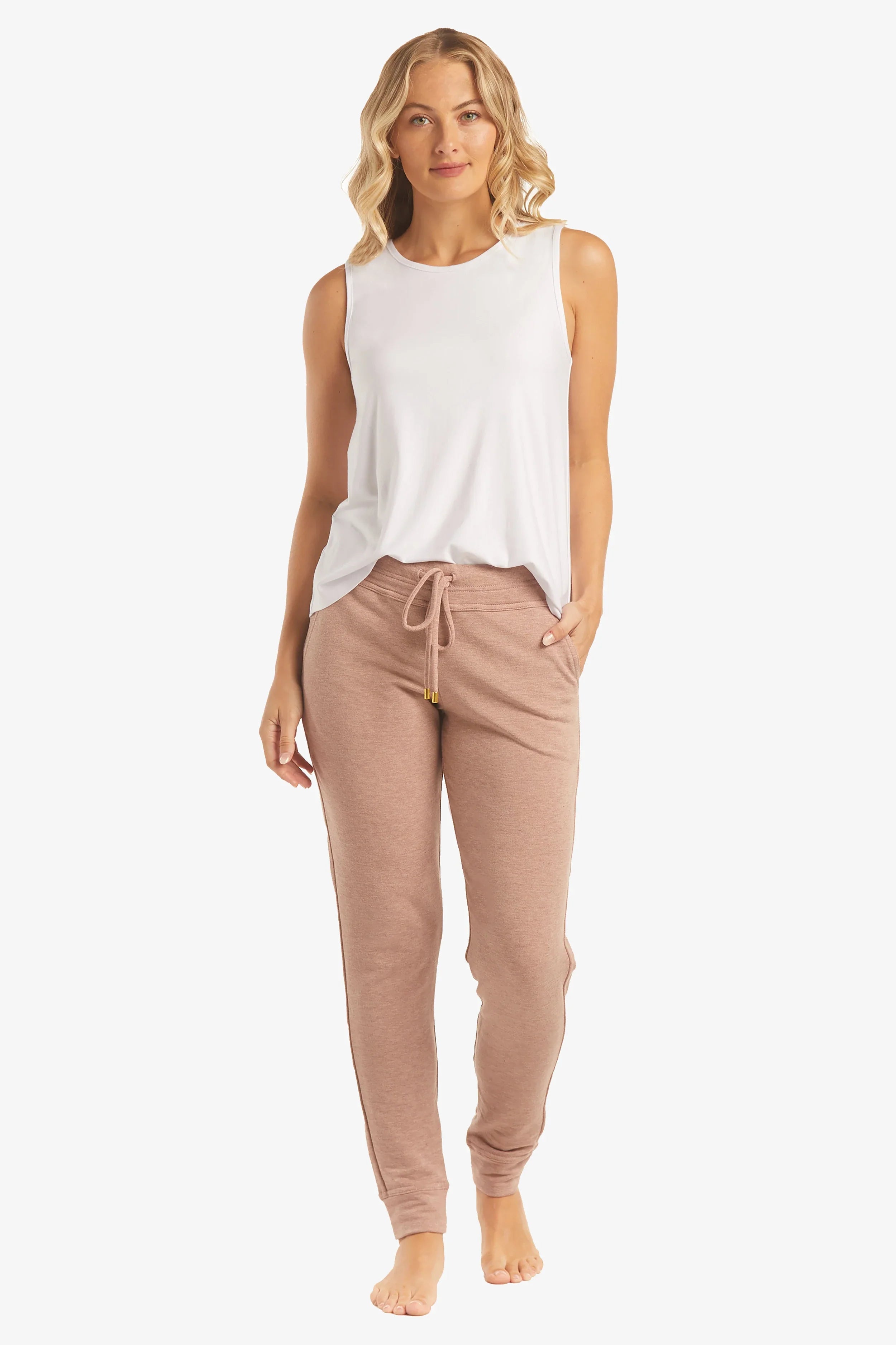 Logan Jogger Pants for Women - Soft Blush Rose Color | Comfortable Lounge & Workout Pants for Yoga, Running & Everyday Wear