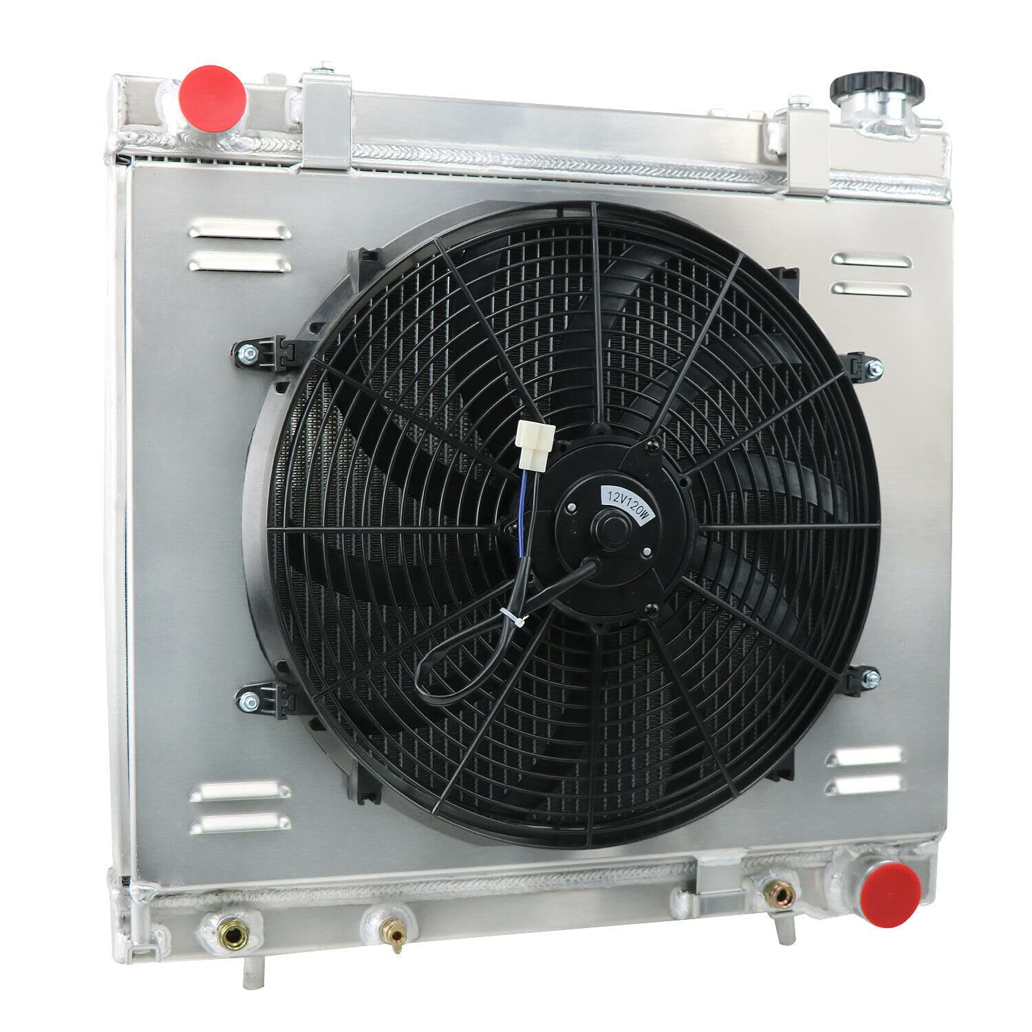 AlloyWorks 3-Row Aluminum Radiator with Shroud Fan & Relay Kit - Compatible with 2005-2011 Dodge Dakota & Mitsubishi Raider 3.7L 4.7L V6 Engines - Heavy Duty Cooling Upgrade for Off-Roading, Towing & High-Performance Driving