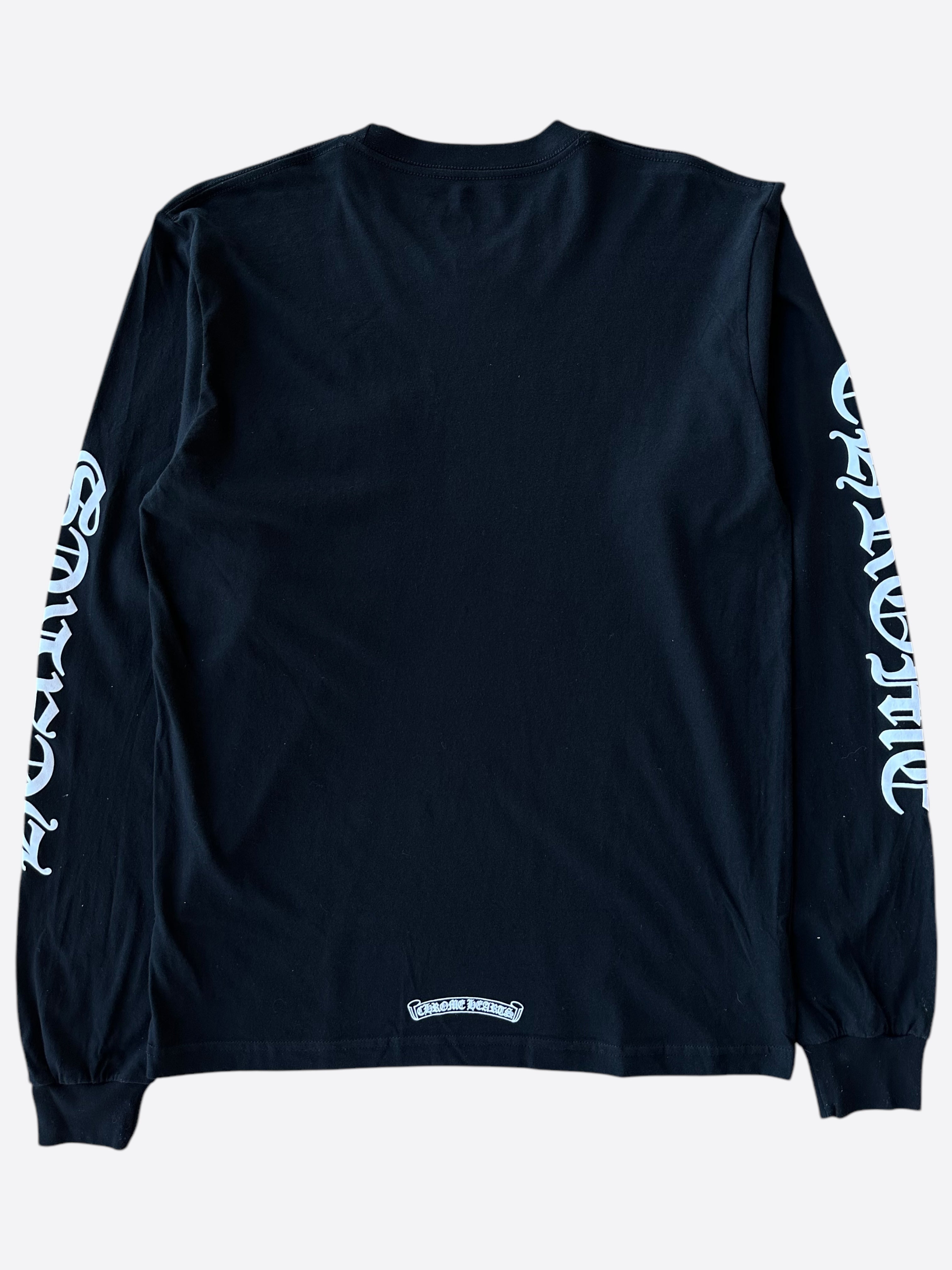 Chrome Hearts Black & White Logo Long Sleeve T-Shirt for Men | Gothic Streetwear Fashion | Perfect for Concerts, Parties & Casual Outfits