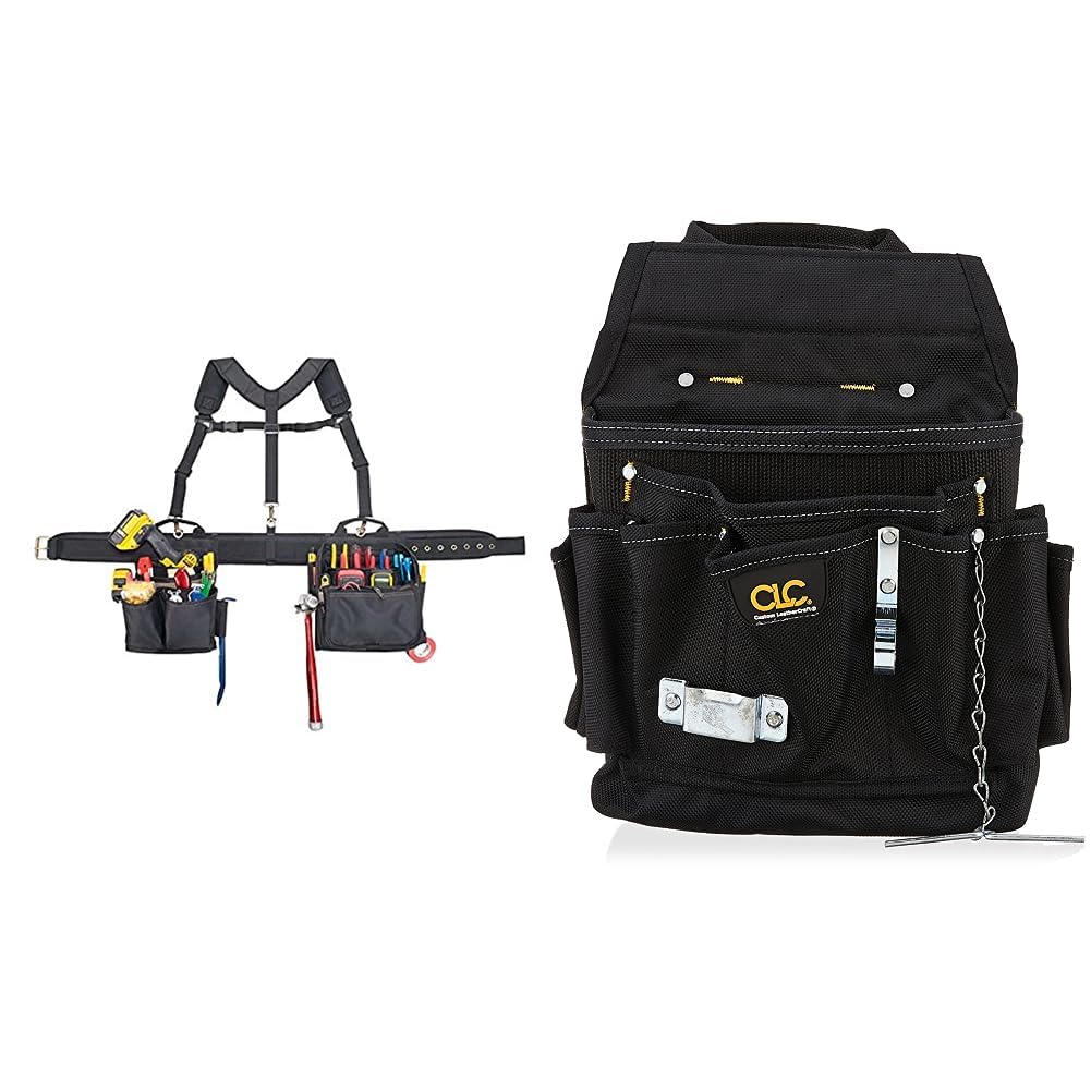 CLC Custom Leathercraft 1608 Electrician's Comfort Lift Combo Tool Belt with 5505 Professional Pouch - Durable Work Belt for Electricians, HVAC & Construction - Perfect for Wiring, Repairs & Job Site Organization