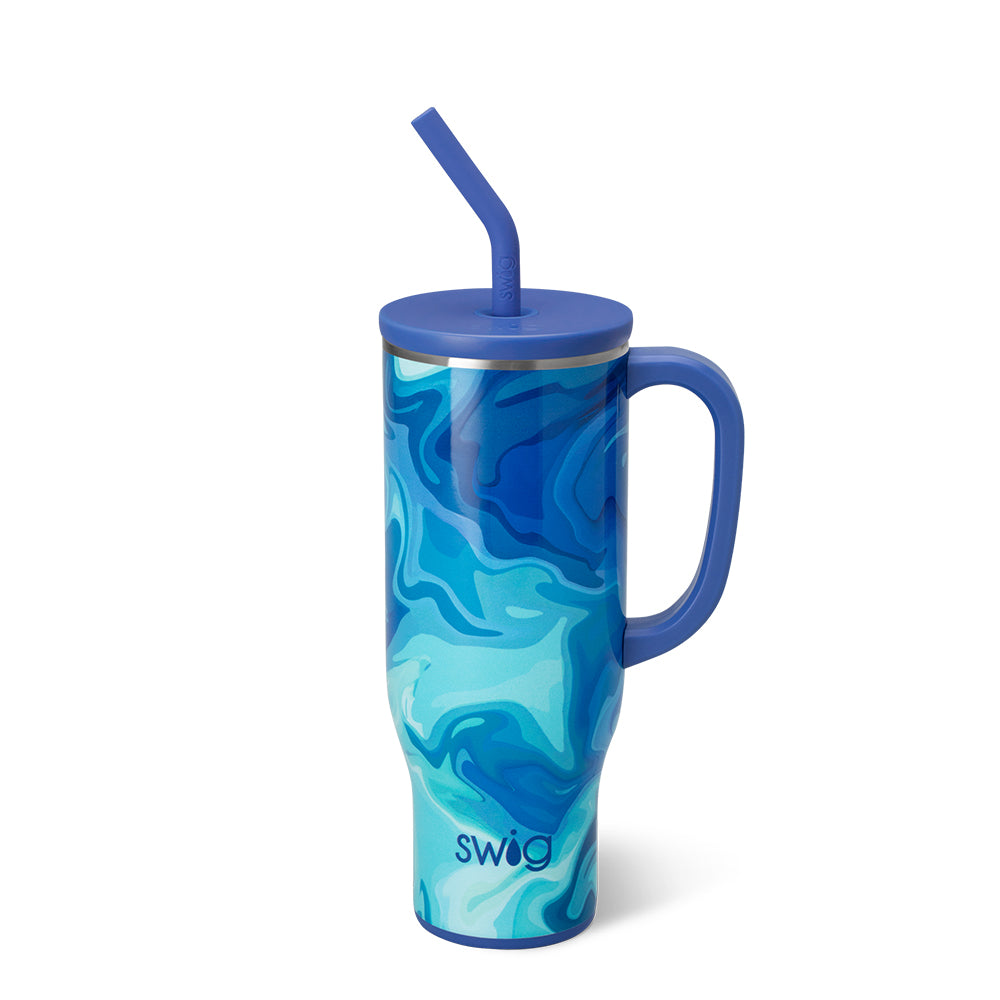 Blue Lagoon Mega Mug 30oz - Large Insulated Tumbler with Lid & Straw - Perfect for Coffee, Tea & Cold Drinks at Home, Office or Travel