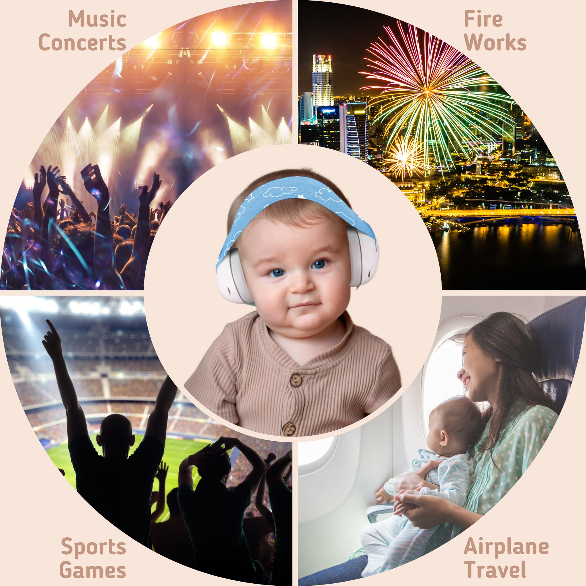 Baby Noise Cancelling Headphones 0-24 Months - Adjustable Soundproof Ear Muffs for Infant Hearing Protection, Comfortable Sleep Aid for Airplane Travel & Loud Events