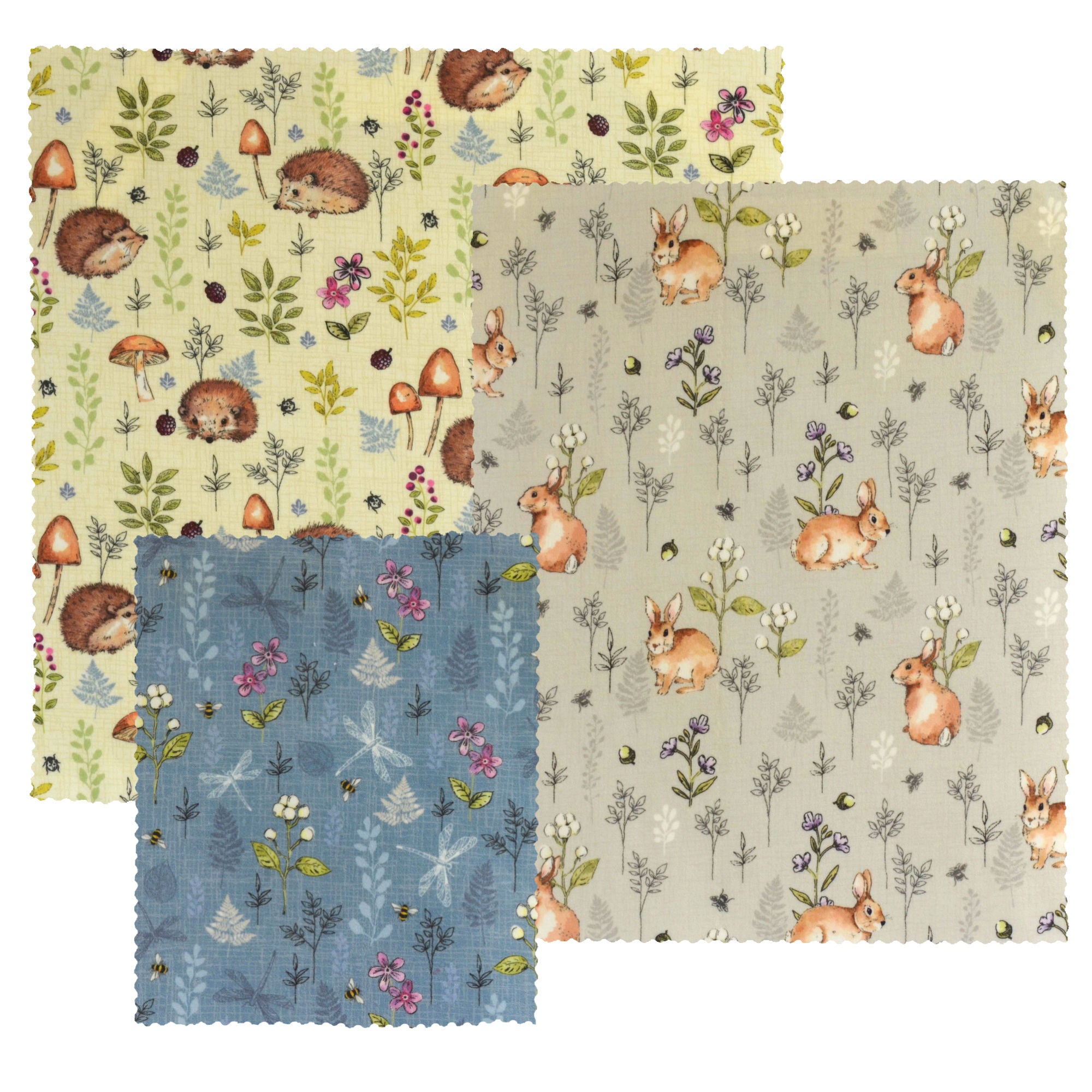Bramblewood Set of 3 Reusable Beeswax Food Wraps - Eco-Friendly Sustainable Food Storage for Sandwiches, Fruits & Leftovers