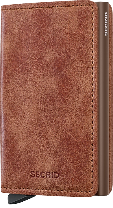Secrid Slim Wallet Vintage Cognac - RFID Blocking Leather Card Holder for Men & Women - Perfect for Travel, Business & Everyday Use