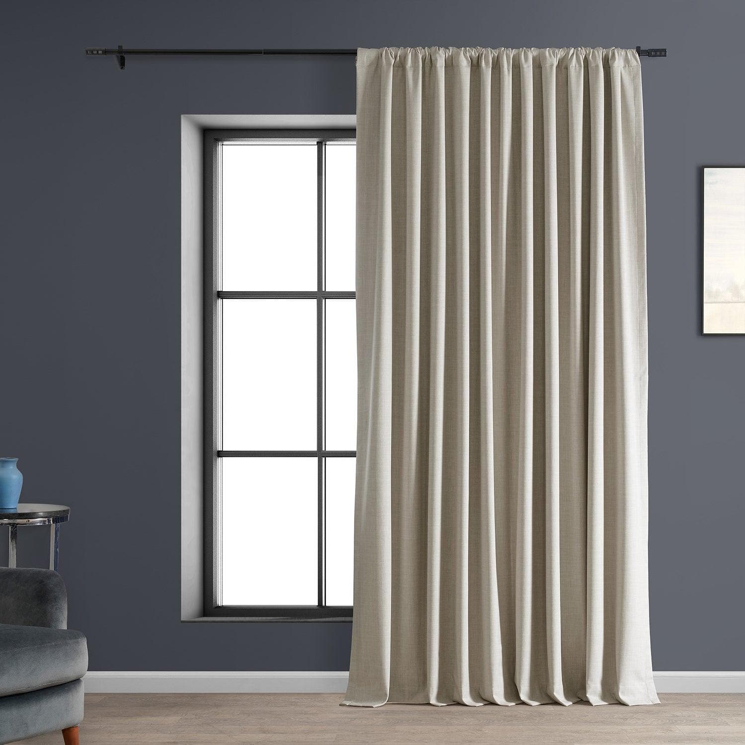 Light Beige Extra Wide Blackout Curtains for Hotels - Premium Linen Fabric, Noise Reducing & Thermal Insulated - Perfect for Bedrooms, Living Rooms & Guest Rooms