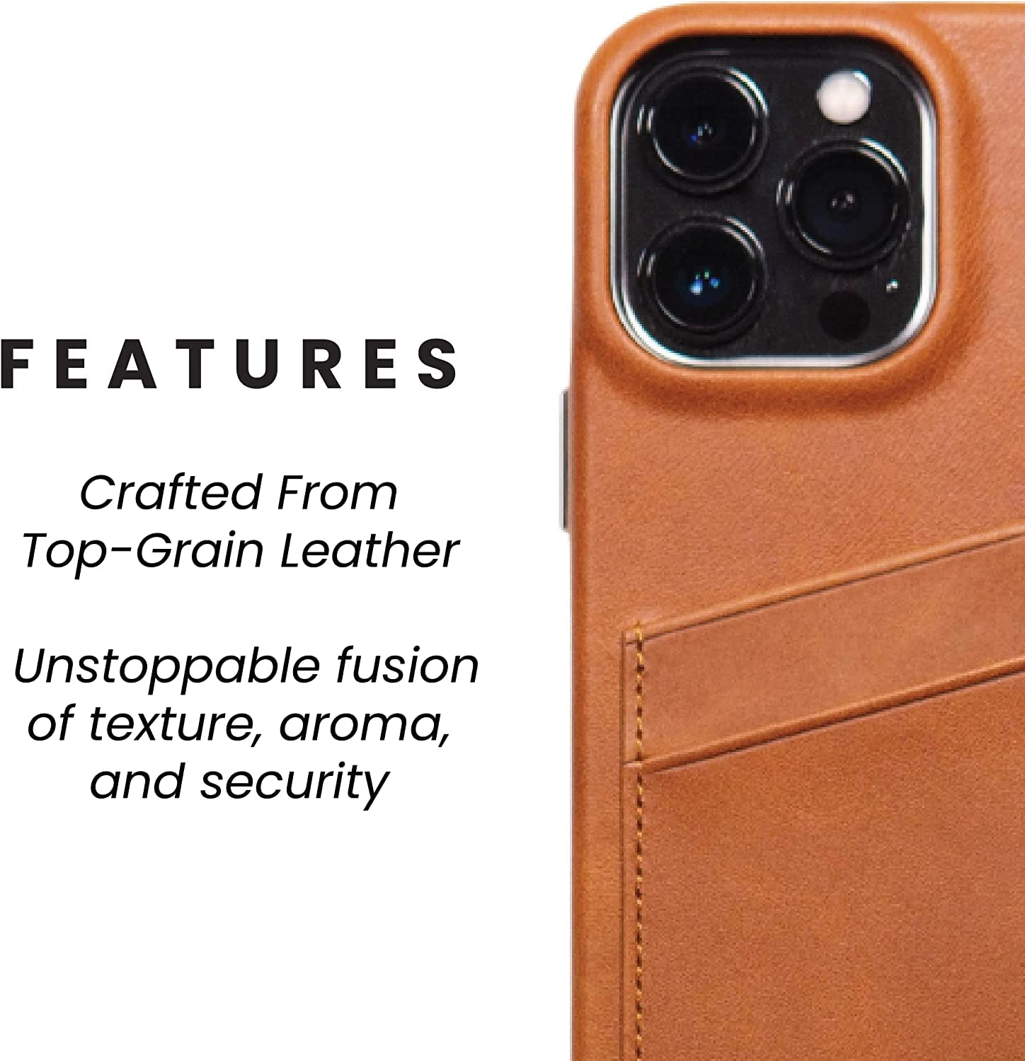 Premium Leather Phone Case for Apple iPhone 13 Pro Max - Bullstrap Sienna Brown Portfolio | Slim Protective Cover for Business & Travel