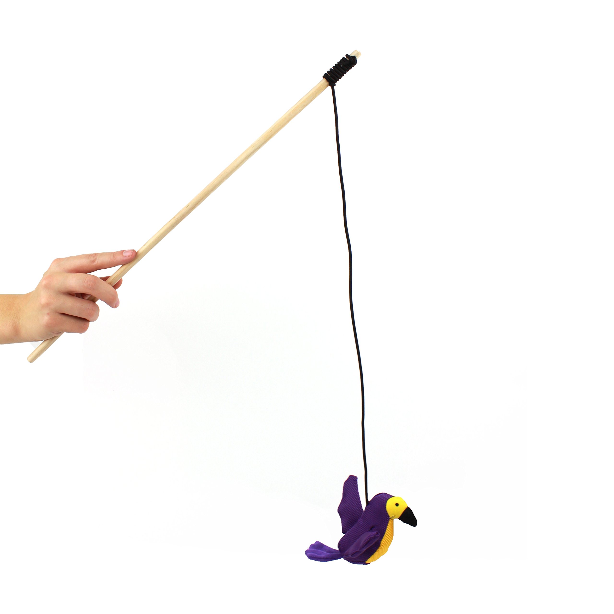 Beco Cat Wand Toy with Hummingbird & Catnip - Soft Elastic Rope Cat Toy for Playtime