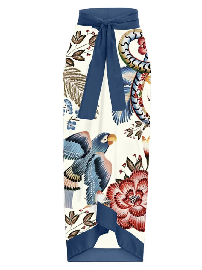 Stylish One Shoulder Ruffle Swimsuit - Colorful Parrot Print Bikini Set with High Waist & Backless Design | Sexy Beachwear for Women | Perfect for Pool Parties, Summer Vacations & Tropical Getaways