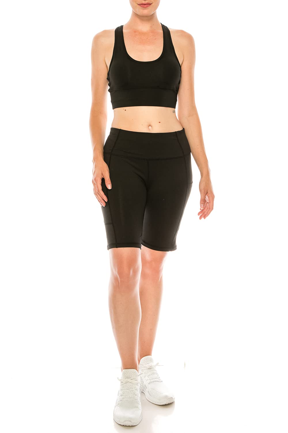 LA12ST Women's High Waist Biker Shorts - Yoga, Workout, Running & Exercise Compression Shorts with Side Pockets | Perfect for Gym, Cycling, Pilates & Lounge Wear