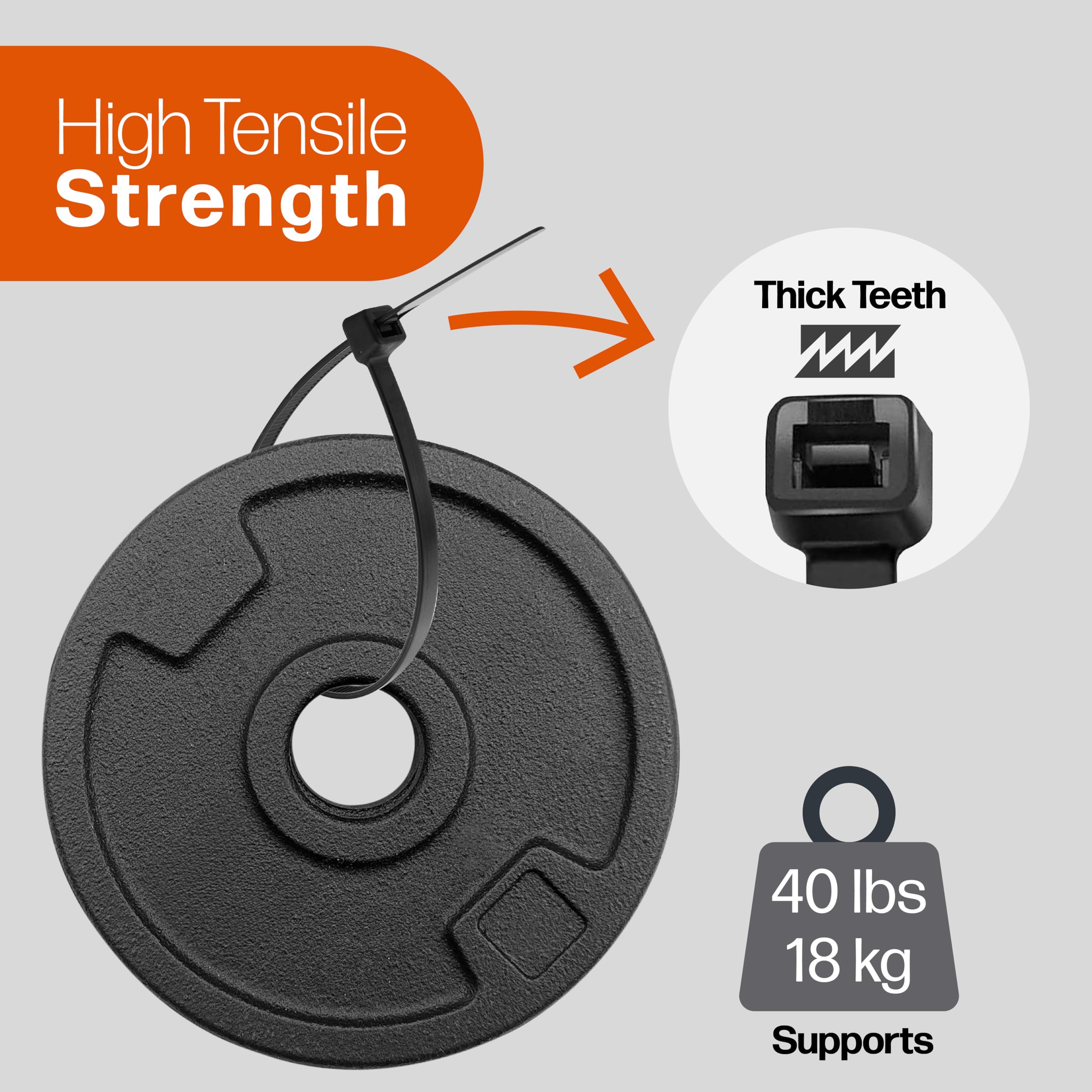 CHEDI 8-Inch 100-Pack Heavy Duty Black Cable Ties - 40 lbs Tensile Strength Self-Locking Zip Ties for Indoor & Outdoor Use | Perfect for Organizing Wires, Securing Plants & DIY Projects