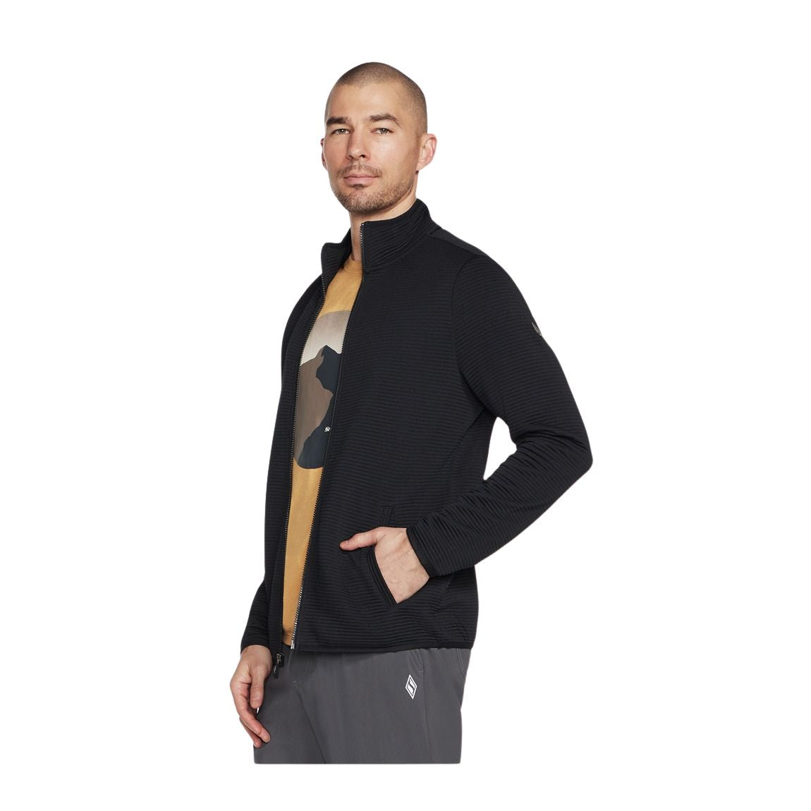 Skechers Men's Hoodless Hoodie Ottoman Jacket - Lightweight Casual Outerwear for Everyday Wear & Street Style
