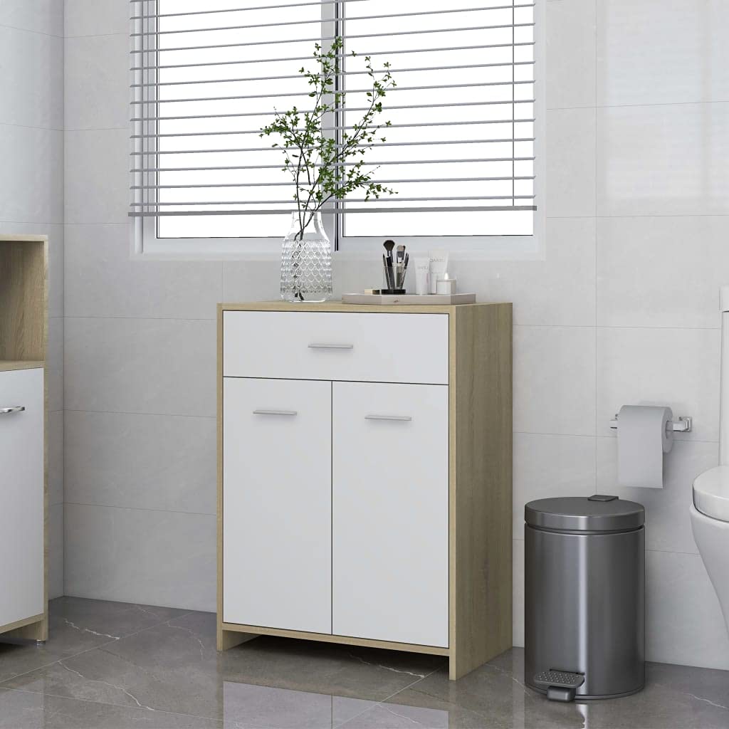 White Bathroom Cabinet with Drawer - 23.6