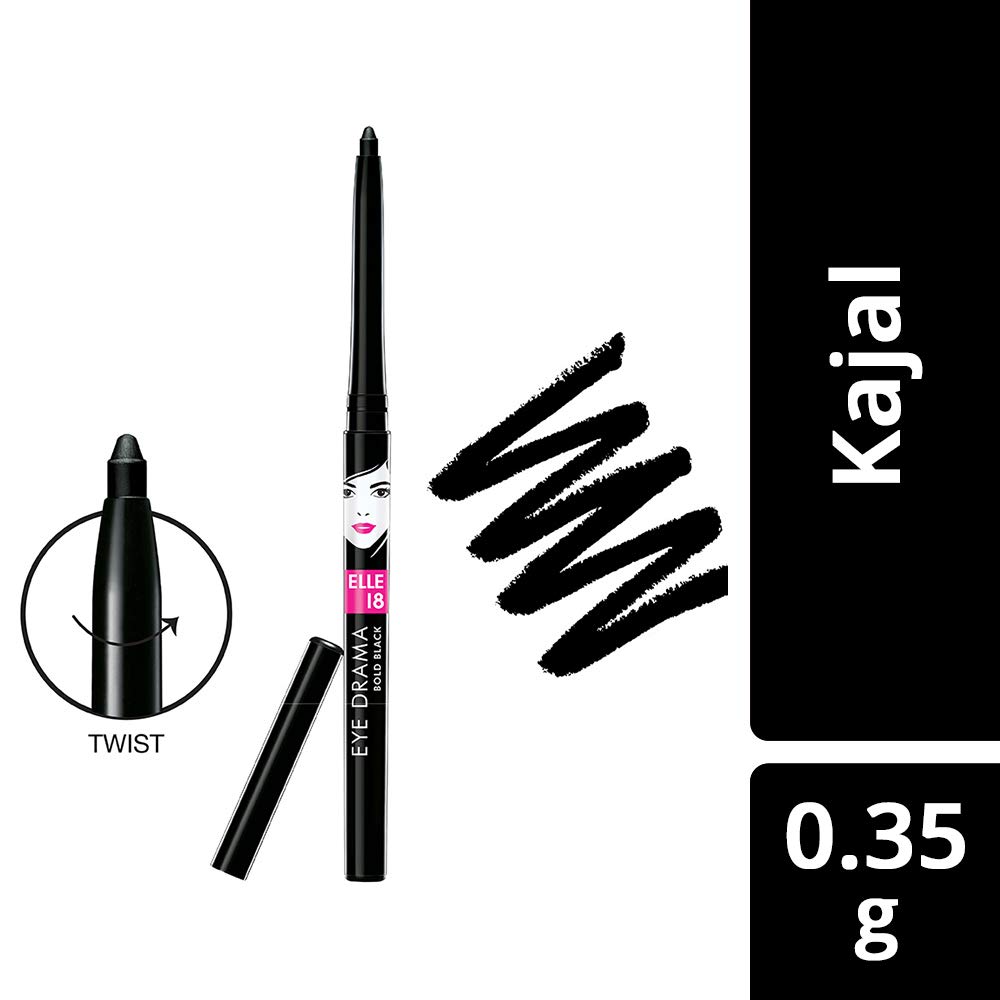 Elle 18 Matte Eye Drama Kajal - Bold Black 0.35g Waterproof Eyeliner & Liril Lemon Tea Tree Oil Body Wash 250ml - Long Lasting Makeup & Refreshing Shower Gel for Daily Beauty Routine