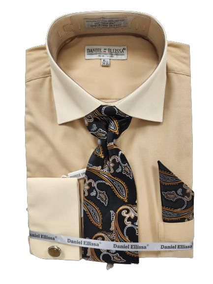 Daniel Ellissa Two-Tone Solid Shirts DS3829P2 Beige | Men's Casual Button-Down Shirt for Office & Everyday Wear