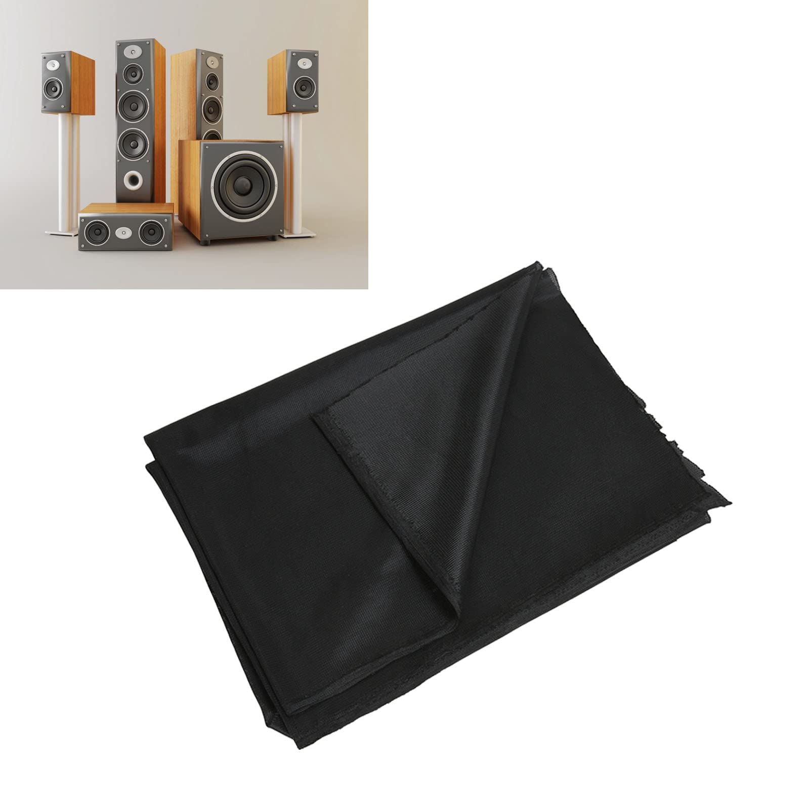 High-Quality Polyester Stereo Speaker Grille Cloth Replacement for Home, Large, and Stage Speakers - Durable Black Fabric for Speaker Housing Repair and DIY Projects