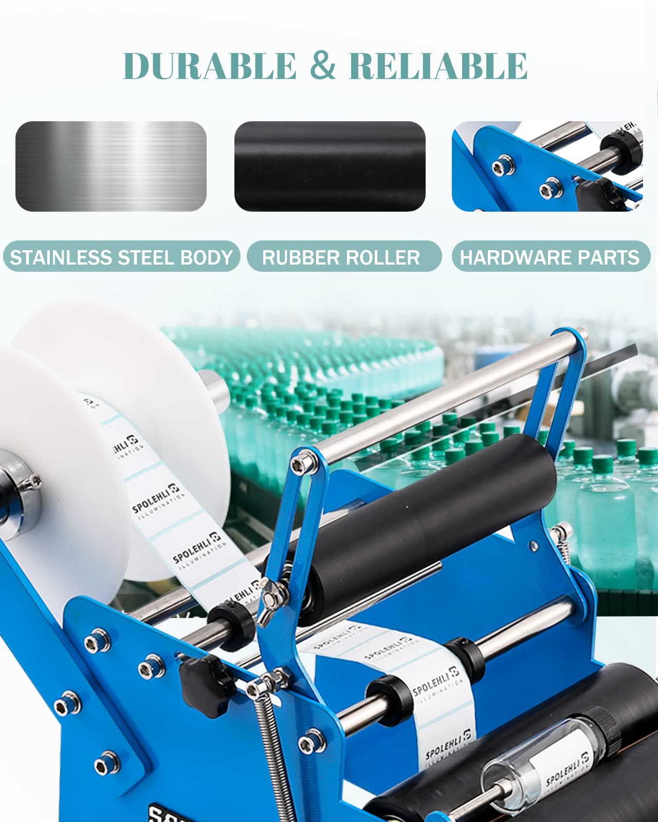 Manual Swing Arm Bottle Labeling Machine - Adjustable Self-Adhesive Label Applicator for Round Bottles (0.6-4.7