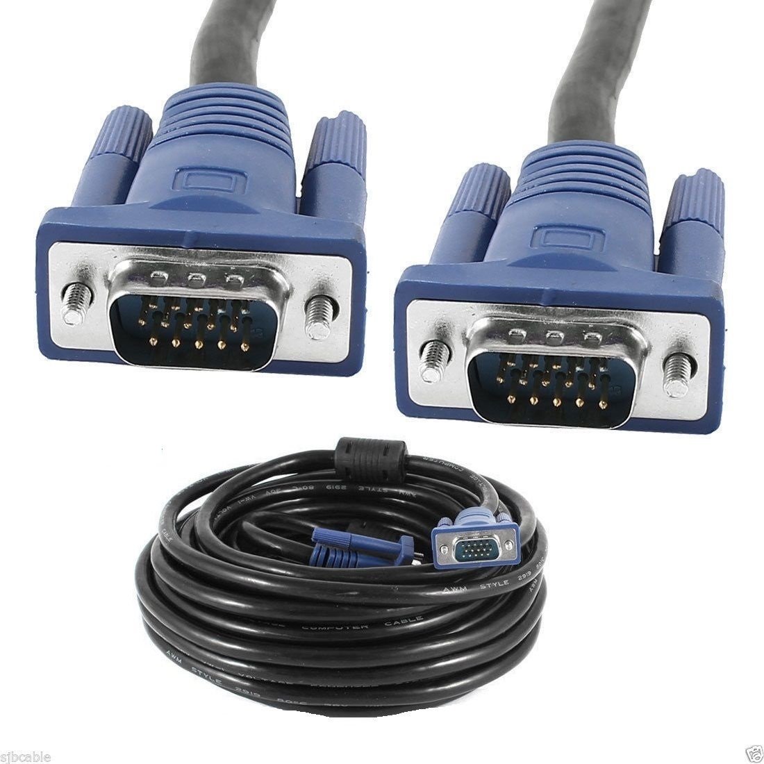 Premium HD15 15-Pin VGA Male to Male Cable - 50FT (15M) High-Speed VGA Monitor Cable for Computer, TV, Projector - Ideal for Home Office, Gaming Setup & Conference Room Display Extension