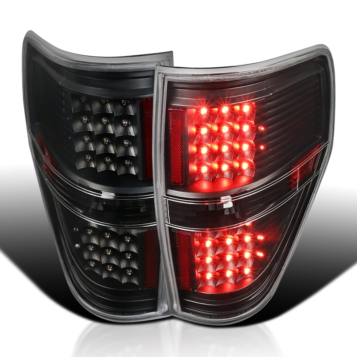 Spec-D Tuning LED Brake Lamps - Black Rear Tail Lights for 2009-2014 Ford F-150 (Pair, Left & Right) - High Visibility & Style Upgrade for Night Driving & Custom Truck Builds