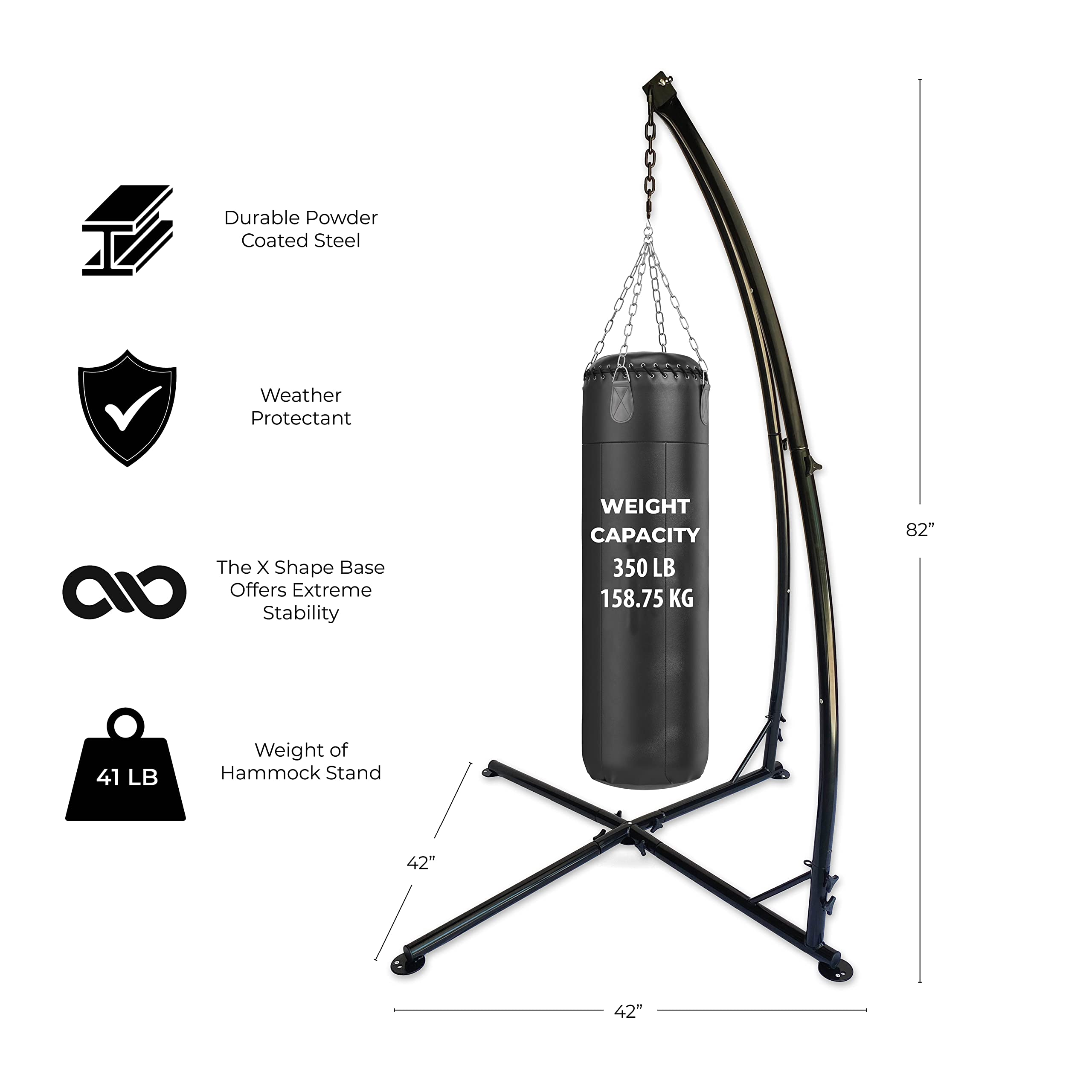 Backyard Expressions Heavy Duty Hammock Swing Stand for Indoor & Outdoor Use - Perfect for Porch, Patio, Garden Relaxation