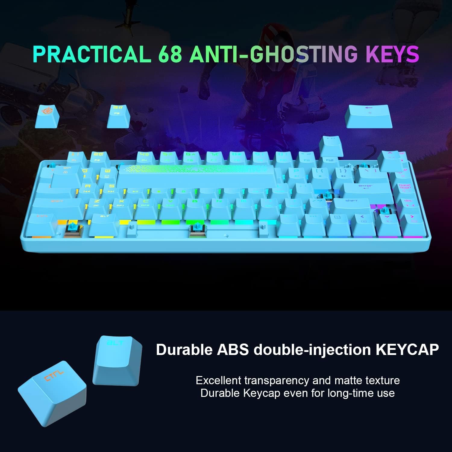 LexonElec KM614 65% RGB Mechanical Keyboard & Mouse Combo for Gaming & Office - Blue Switch