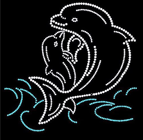 Dolphins #2 Rhinestone Iron-On Transfer for T-Shirts, Hoodies & DIY Crafts - Sparkling Decoration for Sports Fans & Beach Lovers