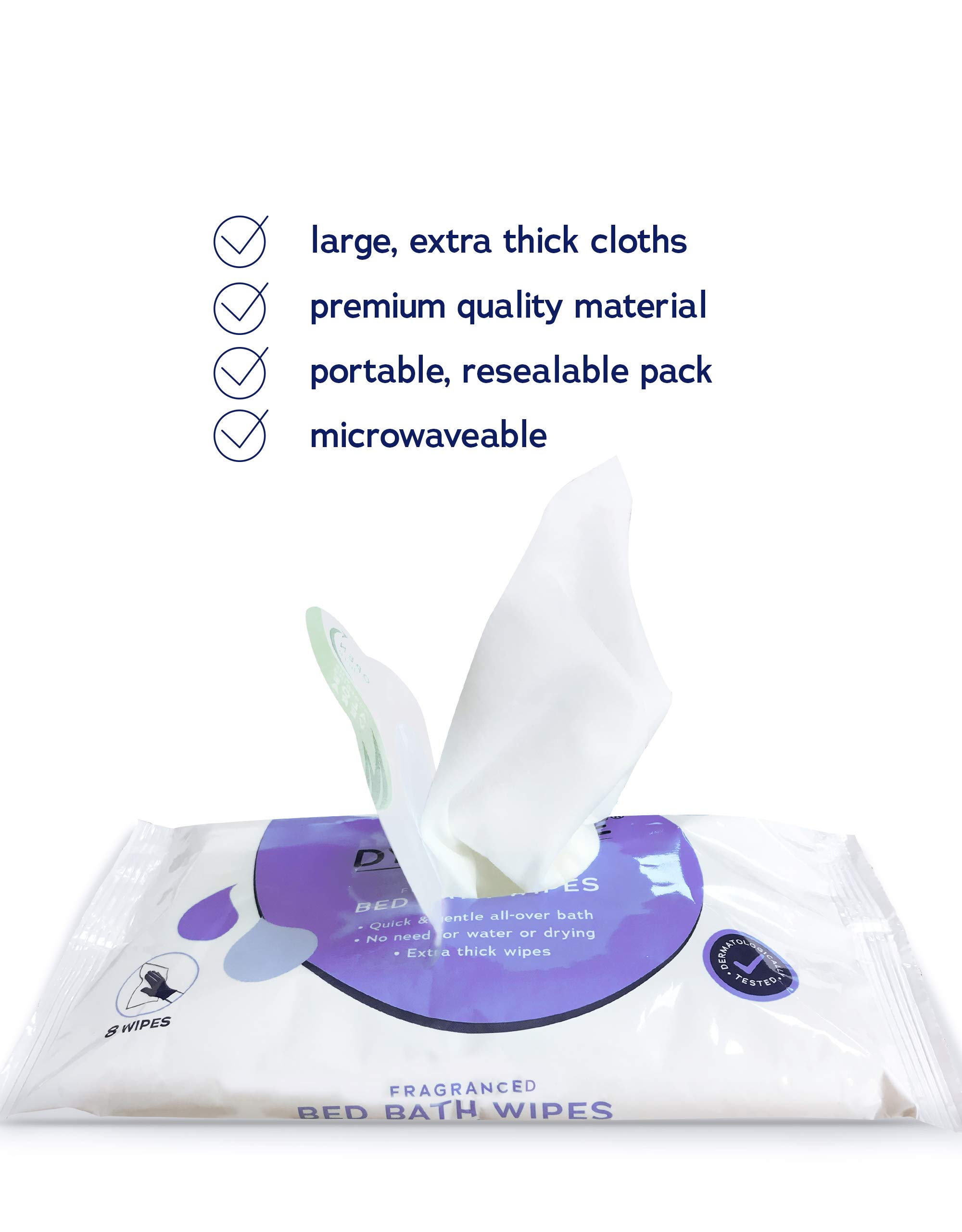 Fragranced Bed Bath Wipes for Adults - Rinse-Free, Microwaveable Premium Skin Cleansing Wet Wipes | Extra Thick Large Body Wash Cloths with Aloe Vera | Ideal for Elderly Care, Post-Surgery, Travel & Home Use