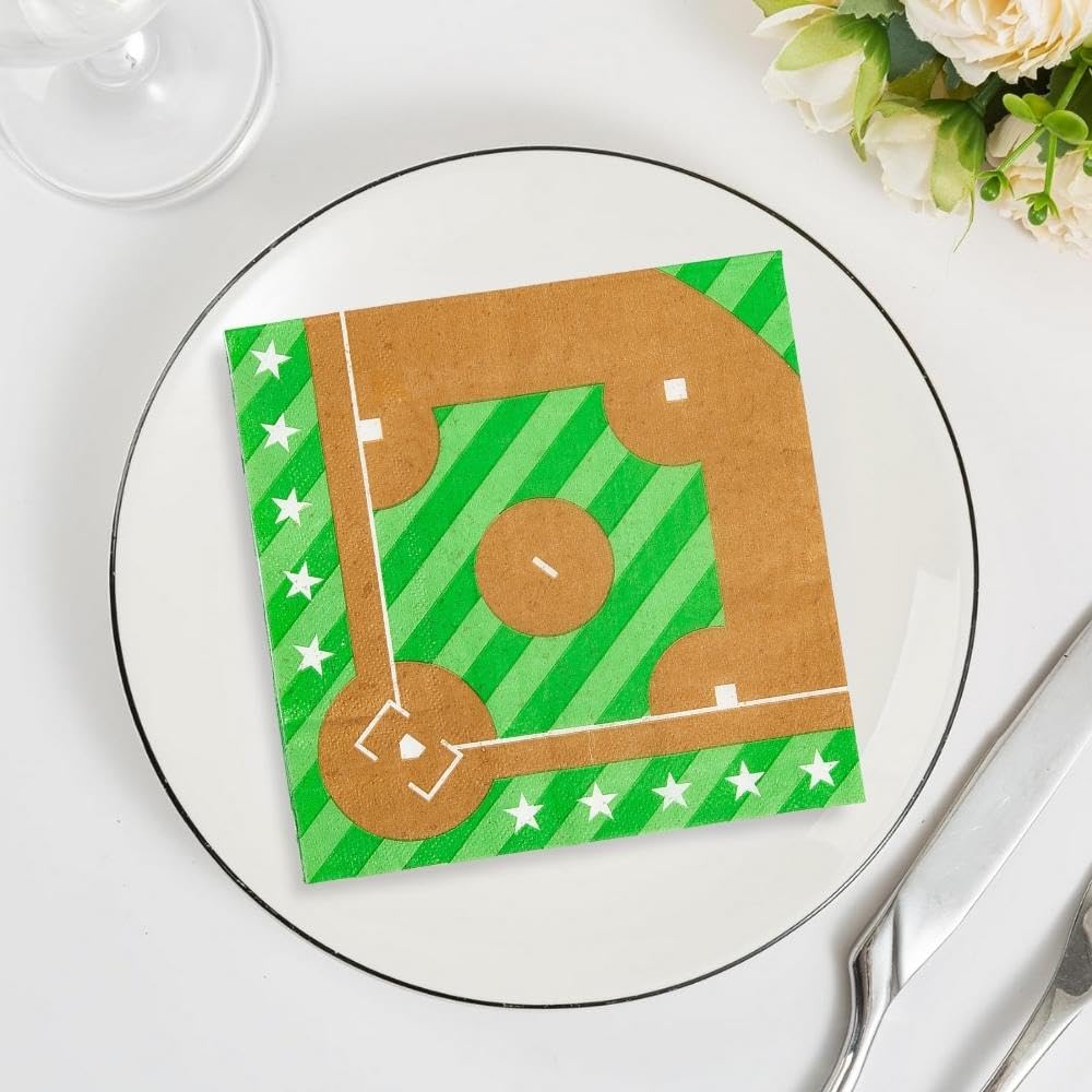 Fun Express Baseball Themed Lunch Napkins - 16 Pack for Sports Parties, Picnics & Game Day Celebrations