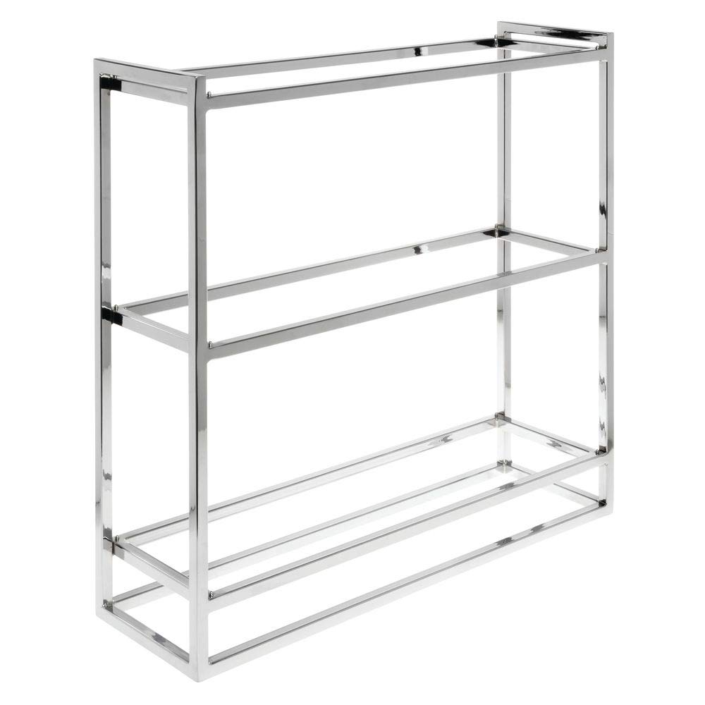 Premium 3-Tier Chrome Display Stand with Acacia Wood Shelves - Perfect for Showcasing Jewelry, Watches, Cosmetics & Home Decor | Elegant Retail Store & Countertop Organizer