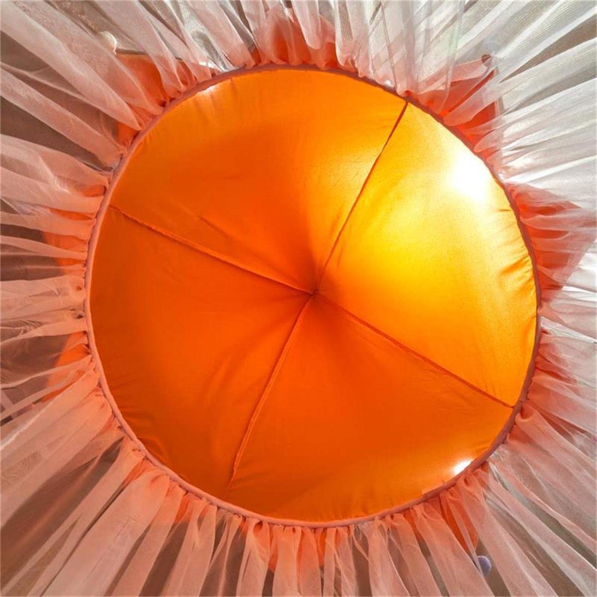 Eimilaly Gradient Orange Bed Canopy with Crown Top Design - Full Size Princess Canopy for Girls & Boys Bedroom Decor, Breathable Mesh Netting - Perfect for Kids' Room, Nursery, or Fantasy Themed Bedrooms