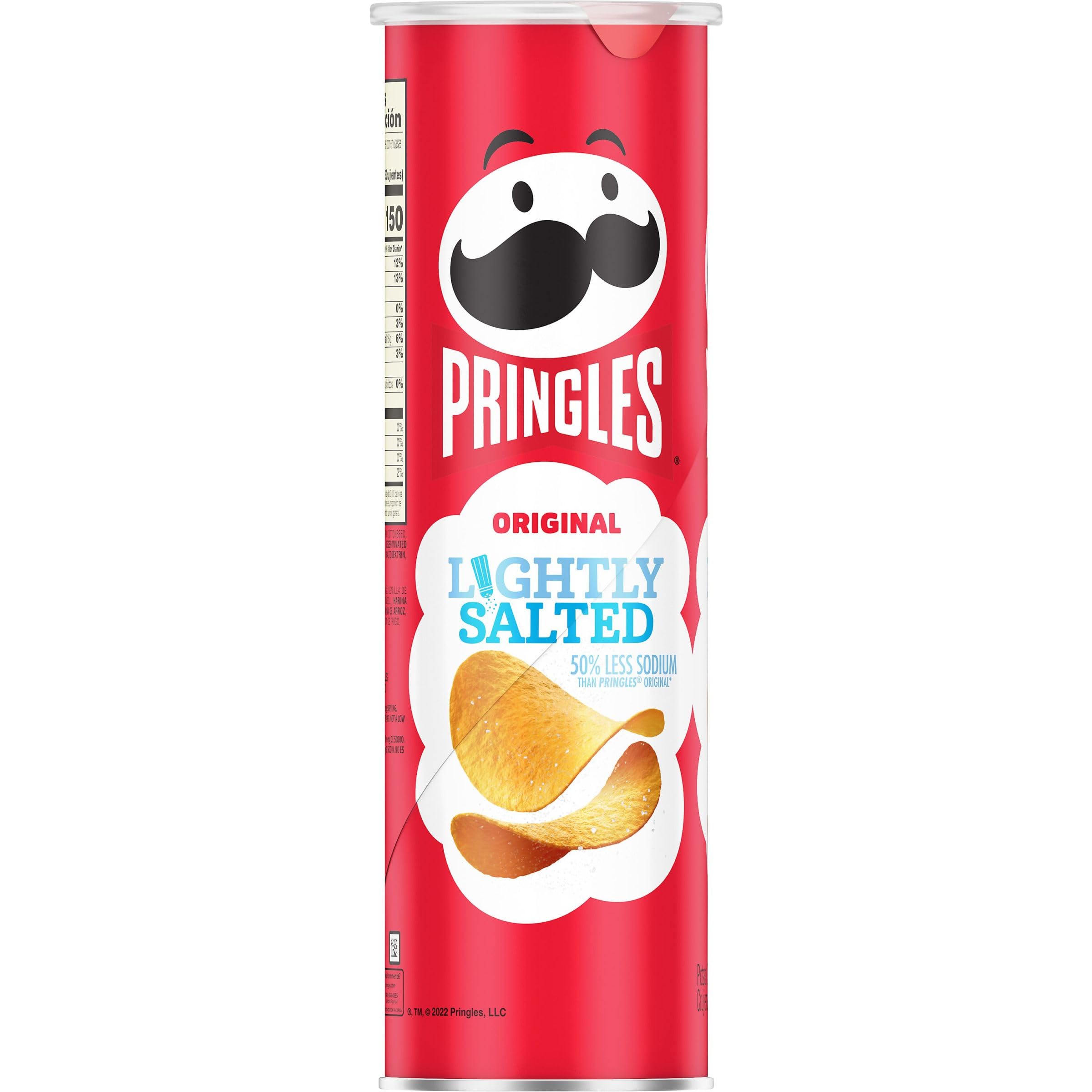 Pringles Lightly Salted Potato Crisps - 5.2oz Can | Crunchy Snacks for Lunch, Office, Travel & On-The-Go | Single Serve Pack (1 Can)