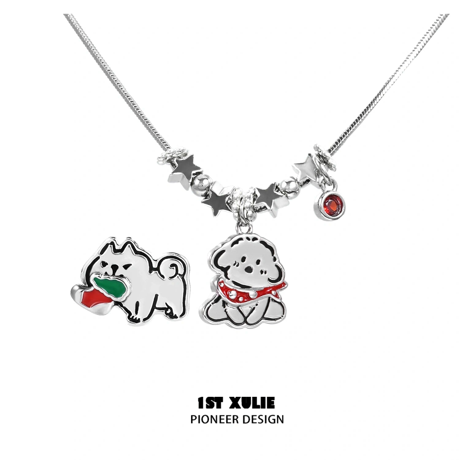 2024 Christmas Dog Pendant Necklace - 18K Gold Plated Graffiti Puppy Charm for Women & Men | Perfect Holiday Gift for Pet Lovers, Christmas Party & Casual Wear