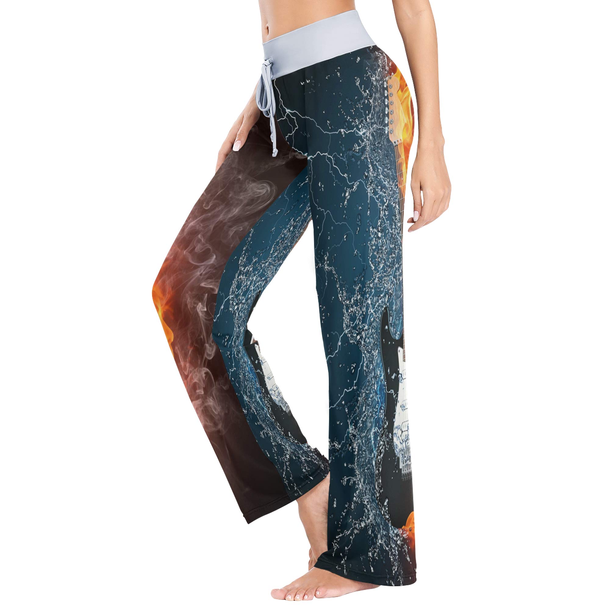 ALAZA Women's Electric Guitar Print Pajama Pants - Soft Lounge Pants with Stretchy Wide Leg Design for Sleepwear & Casual Wear