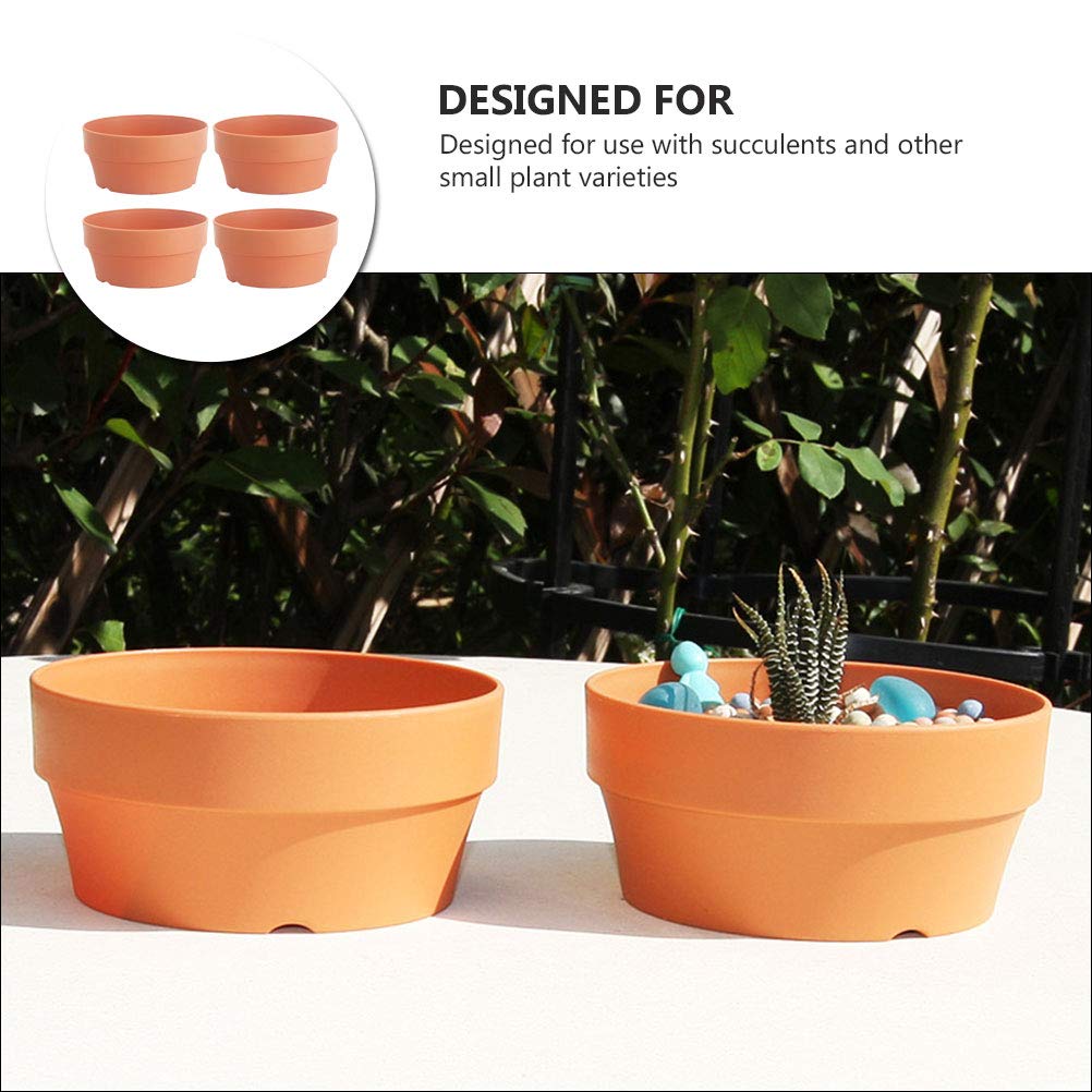 4-Piece Round Decorative Plant Pots - Modern Plastic Flower Pot Set for Home & Garden Decor - Perfect for Indoor Plants, Succulents, and Herbs