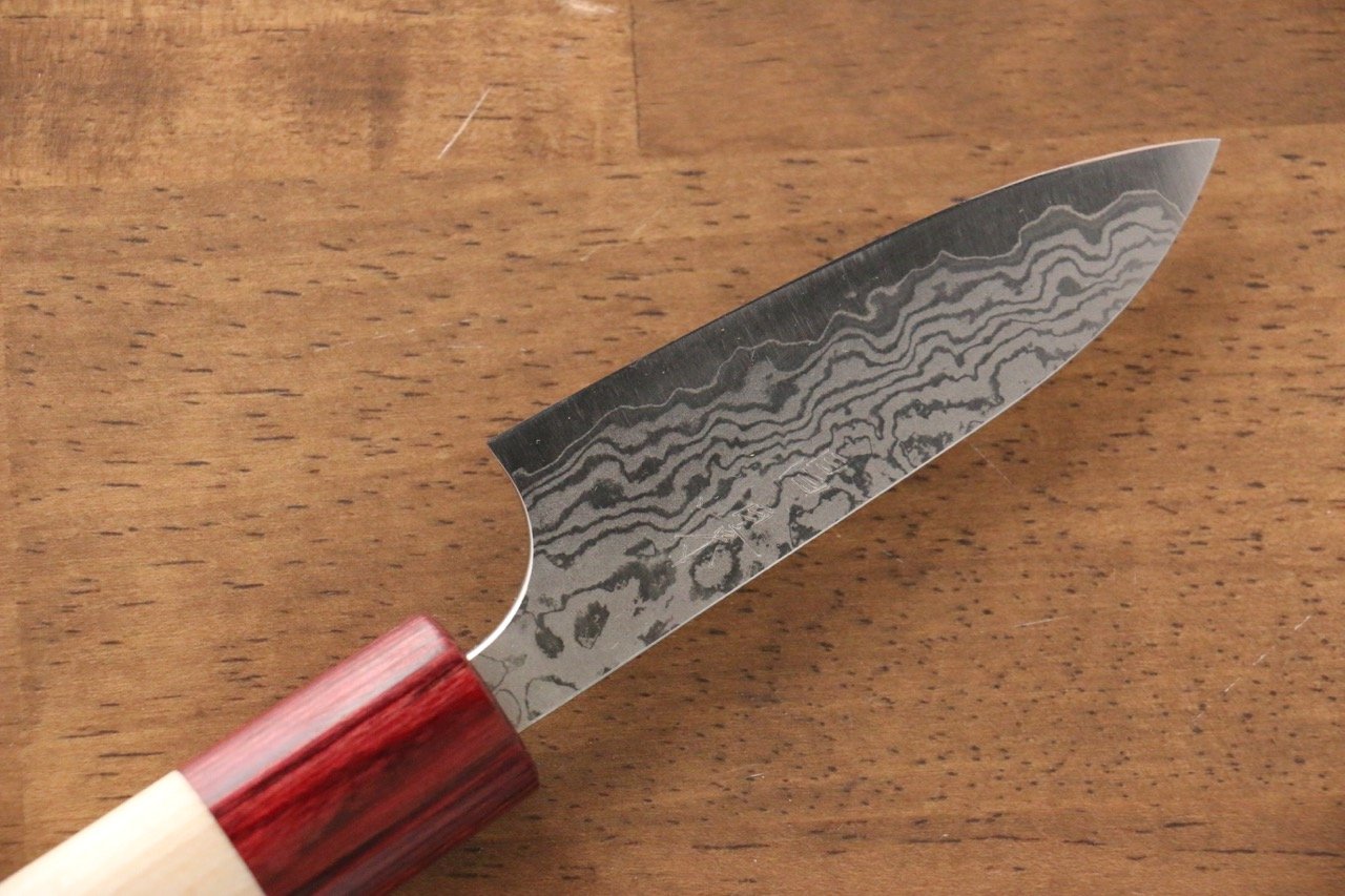 Masakage Kiri VG10 Damascus 75mm Petty Knife - Japanese Utility Knife with Magnolia Wood Handle - Perfect for Slicing, Peeling & Precision Kitchen Tasks
