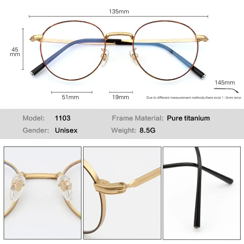 Aror Women's Full Rim Round Oval Titanium Eyeglasses Frame - Lightweight & Durable for Work, Reading & Fashion | Model 191103