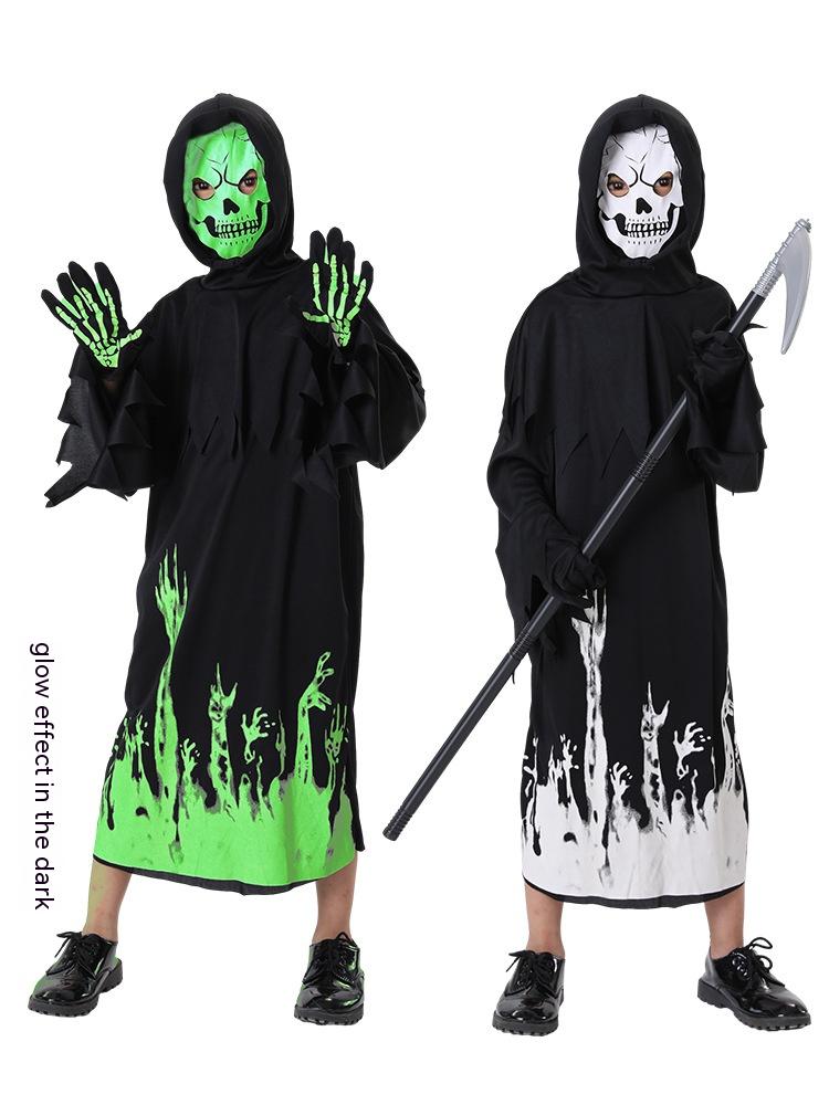 Glow in the Dark Halloween Death Costume - Scary Skeleton Outfit for Adults & Teens - Perfect for Halloween Parties, Haunted Houses & Cosplay Events