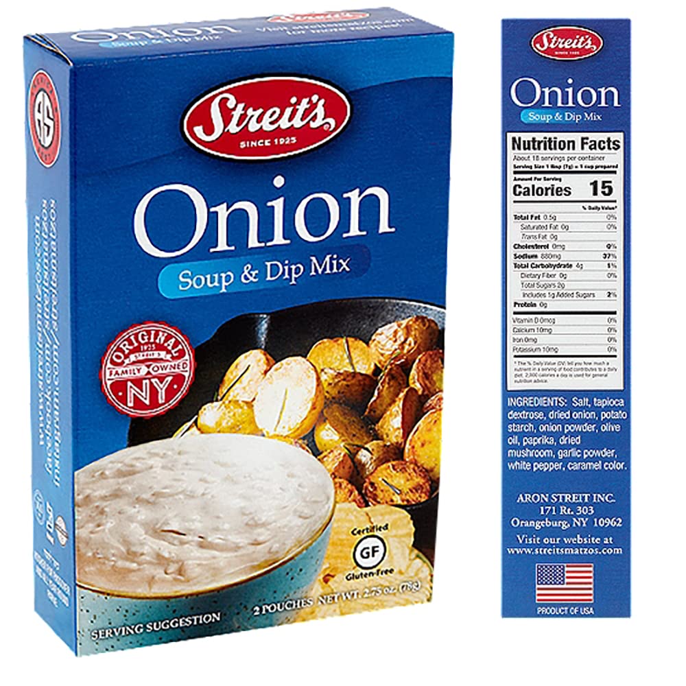 Streit's Kosher Onion Soup & Dip Mix - Onion Flavor, Passover Certified (2.75 Oz) - Perfect for Soups, Dips & Holiday Meals